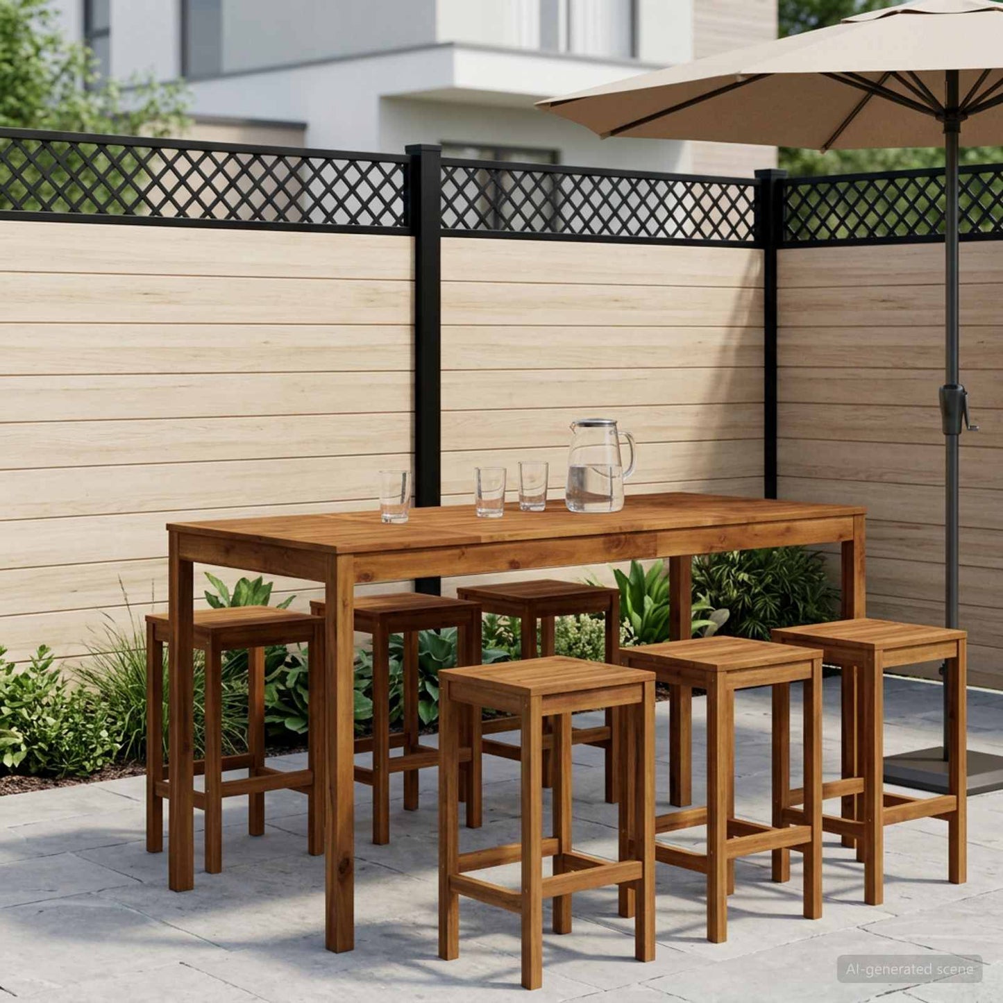 Have Bar Bord Naturfarvet 196 x 80,5 x 105 cm Massivt Akacietræ