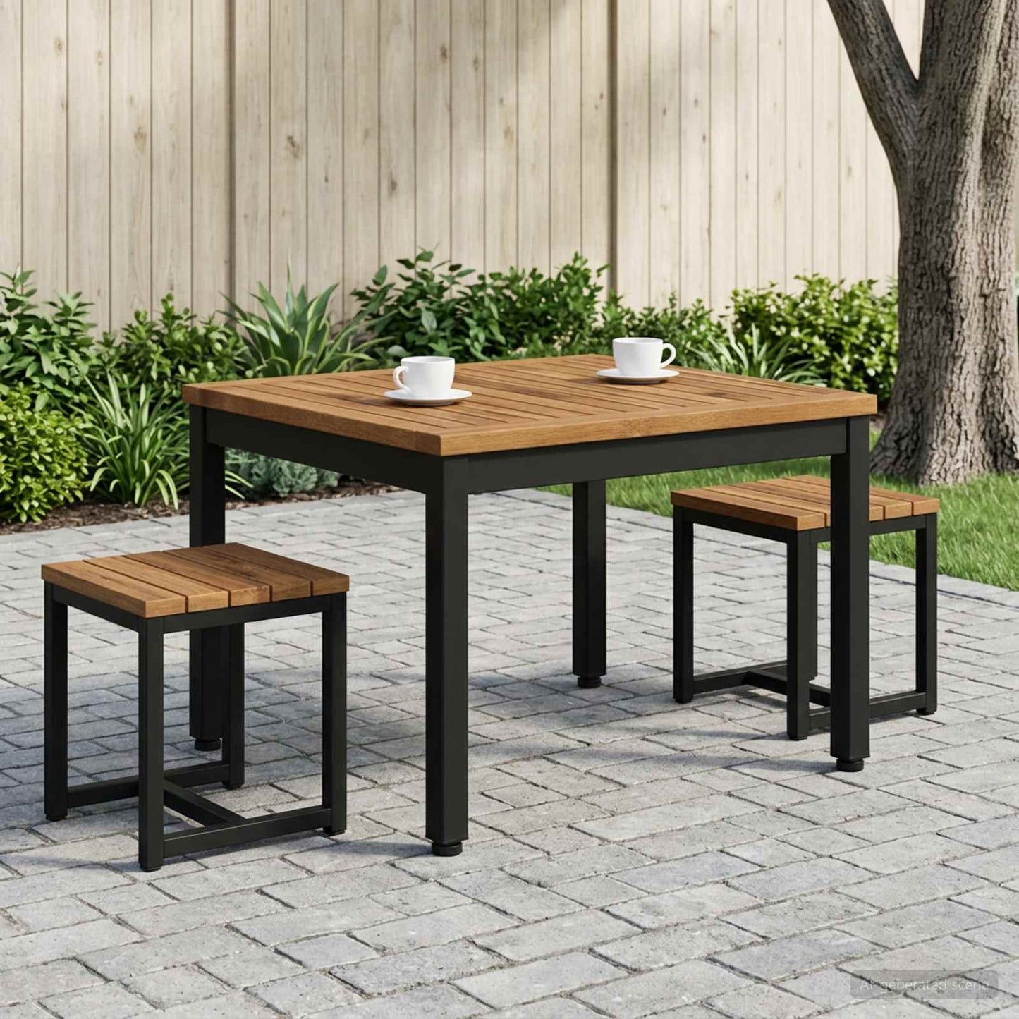 Sofabord Naturfarvet og sort 50 x 60,5 x 36 cm