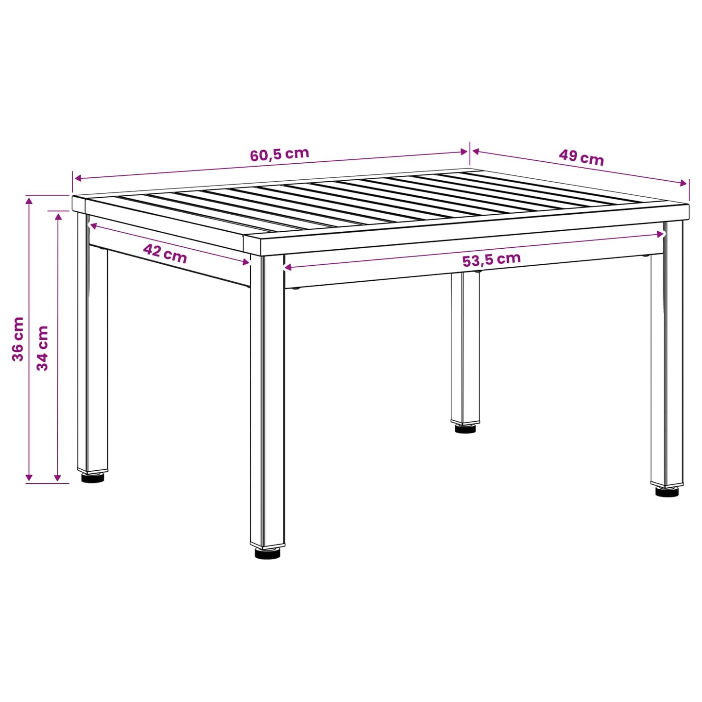 Sofabord Naturfarvet og sort 50 x 60,5 x 36 cm