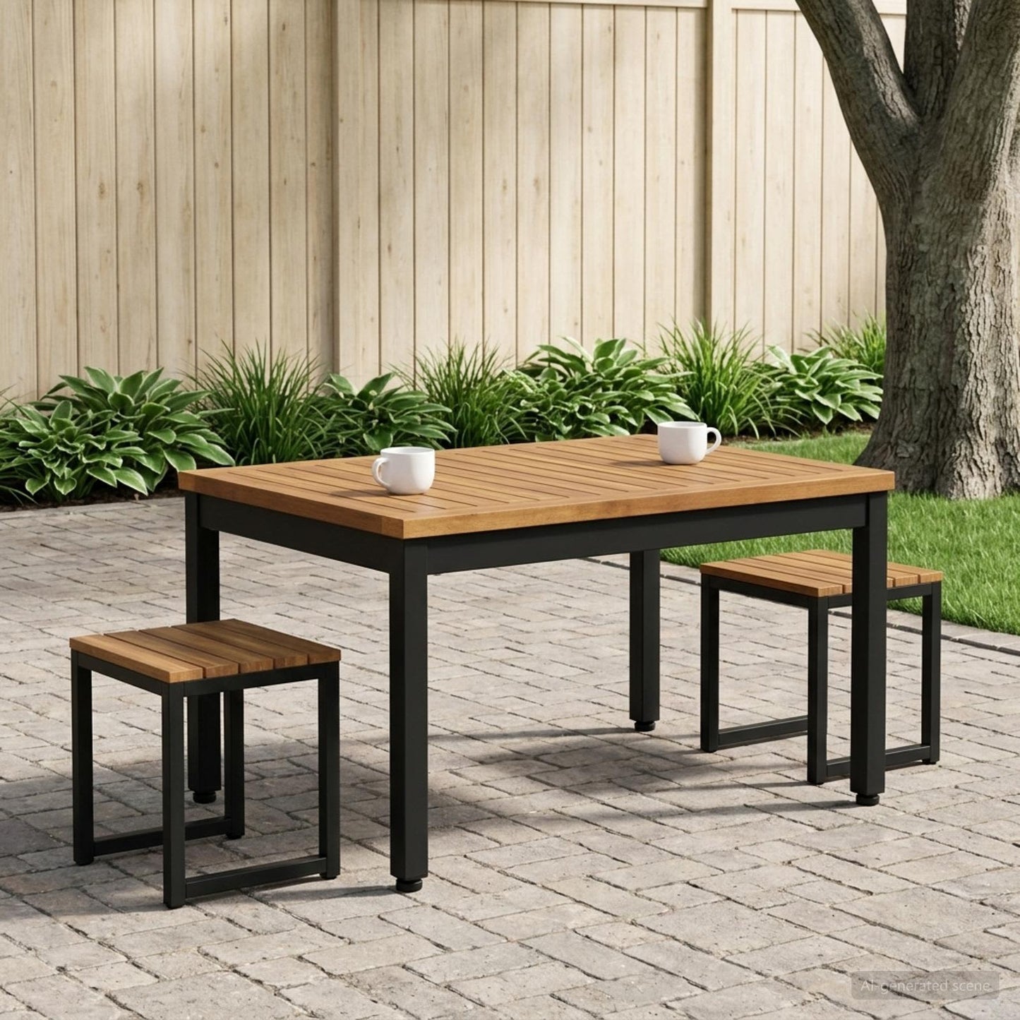 Sofabord Naturfarvet og sort 50 x 68,5 x 36 cm