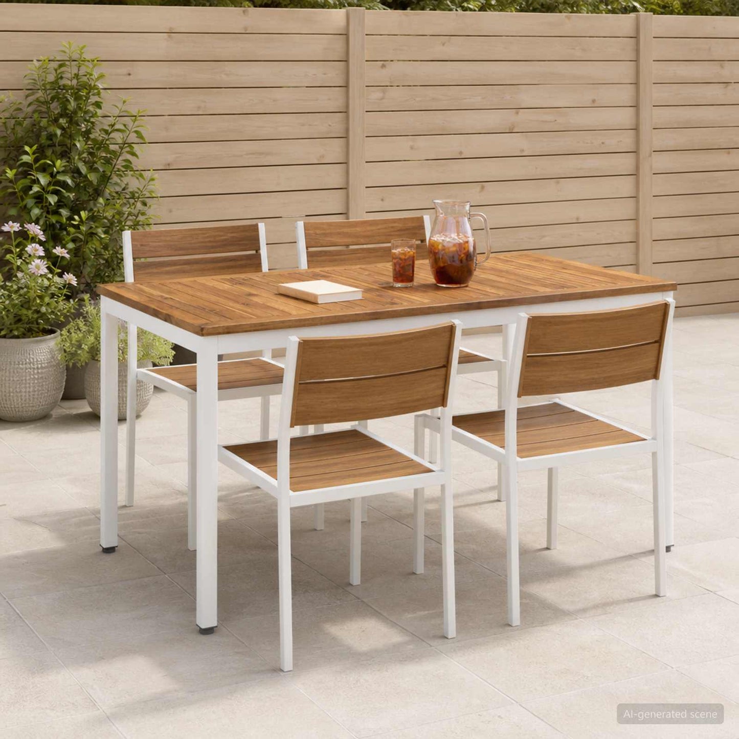 Havemiddagstabel Natur og hvid 108,5 x 55 x 75 cm