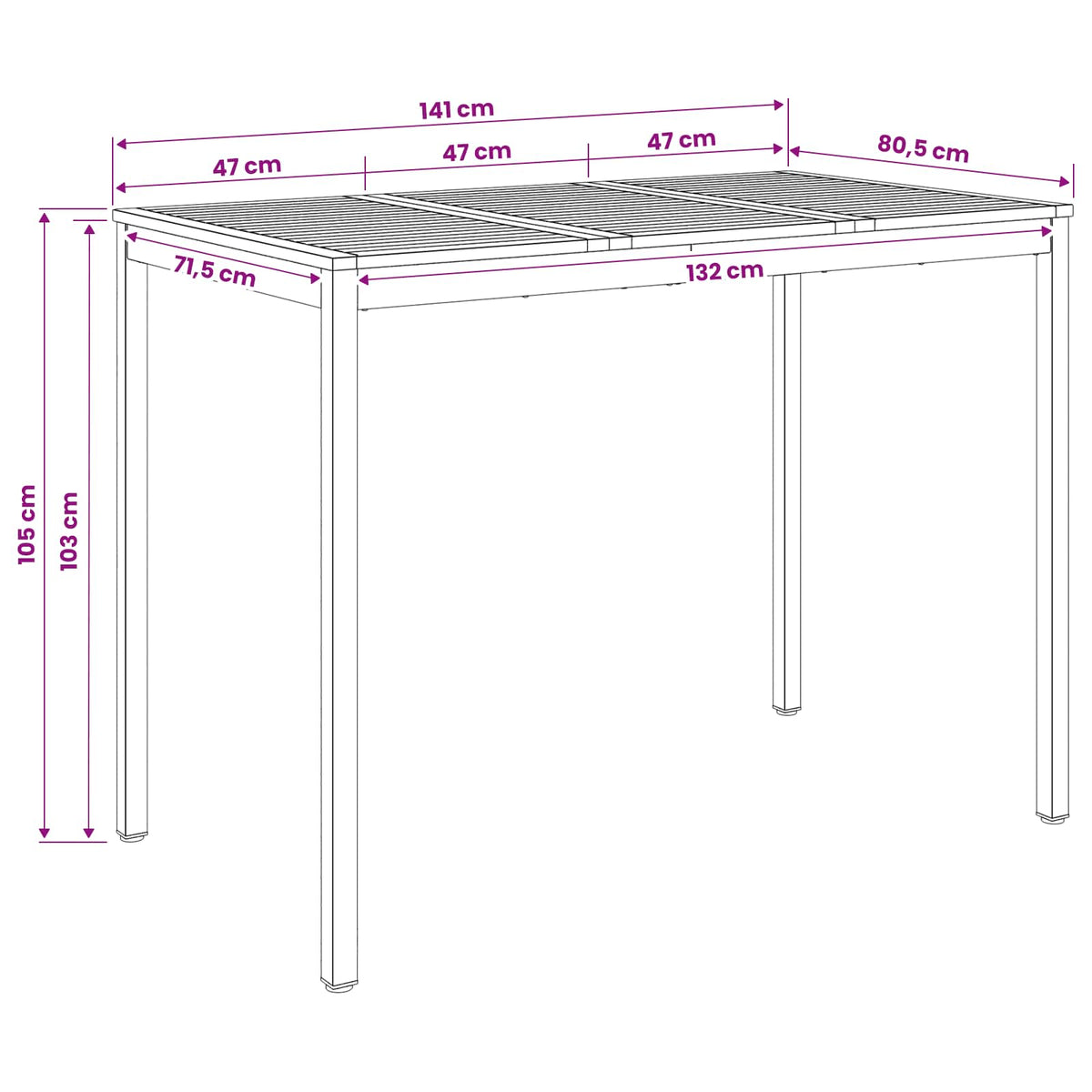 Have Bar Bord Natur og hvid 141 x 80,5 x 105 cm