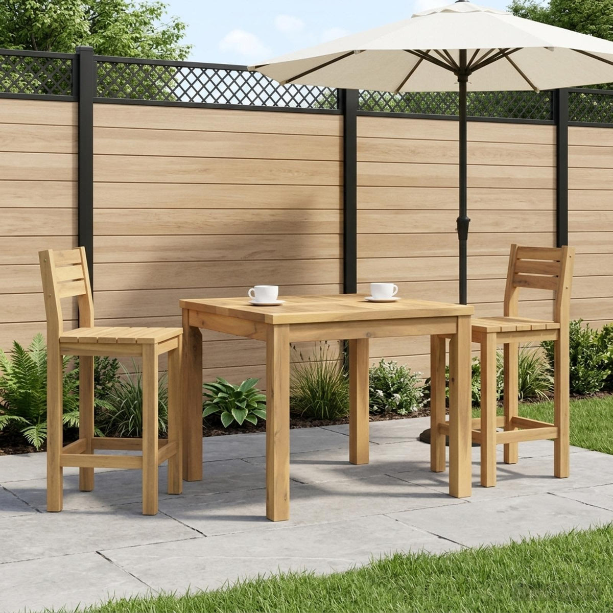 Sofabord Hvid 60 x 60,5 x 36 cm Massivt Akacietræ