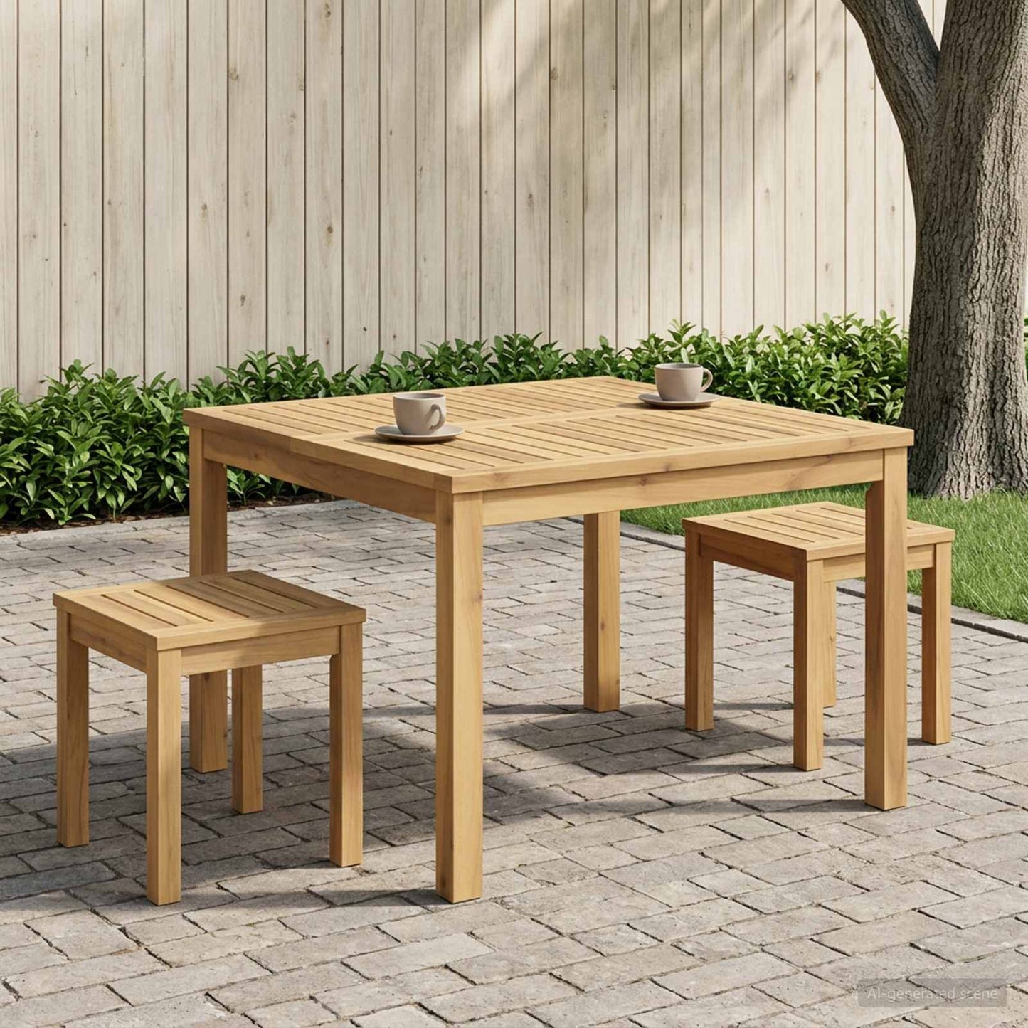 Sofabord Hvid 80 x 80,5 x 45 cm Massivt Akacietræ