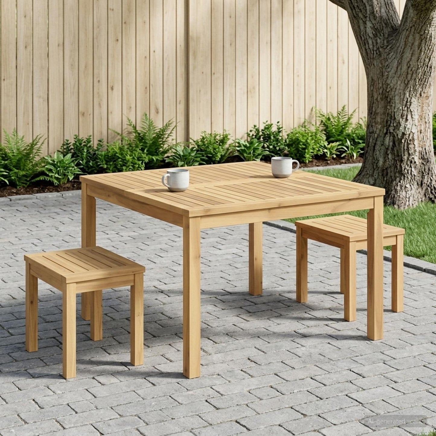 Sofabord Hvid 80 x 80,5 x 45 cm Massivt Akacietræ