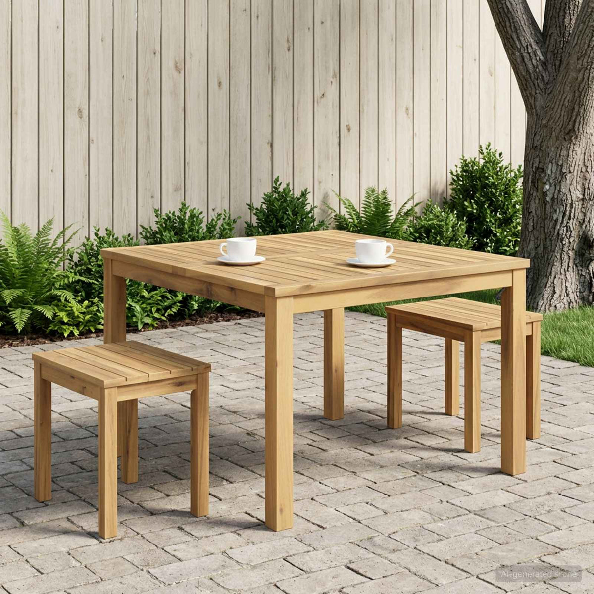 Sofabord Hvid 100 x 100,5 x 45 cm Massivt Akacietræ