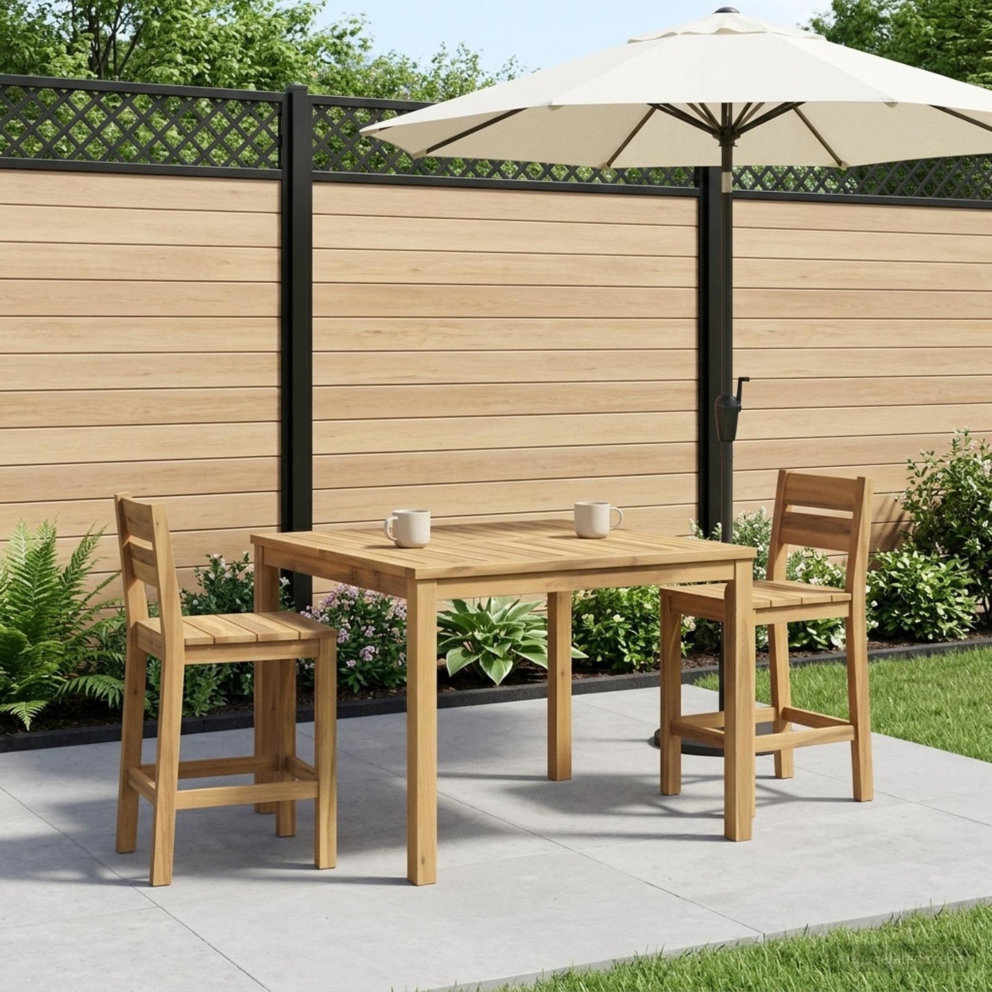 Sofabord Hvid 100 x 100,5 x 45 cm Massivt Akacietræ
