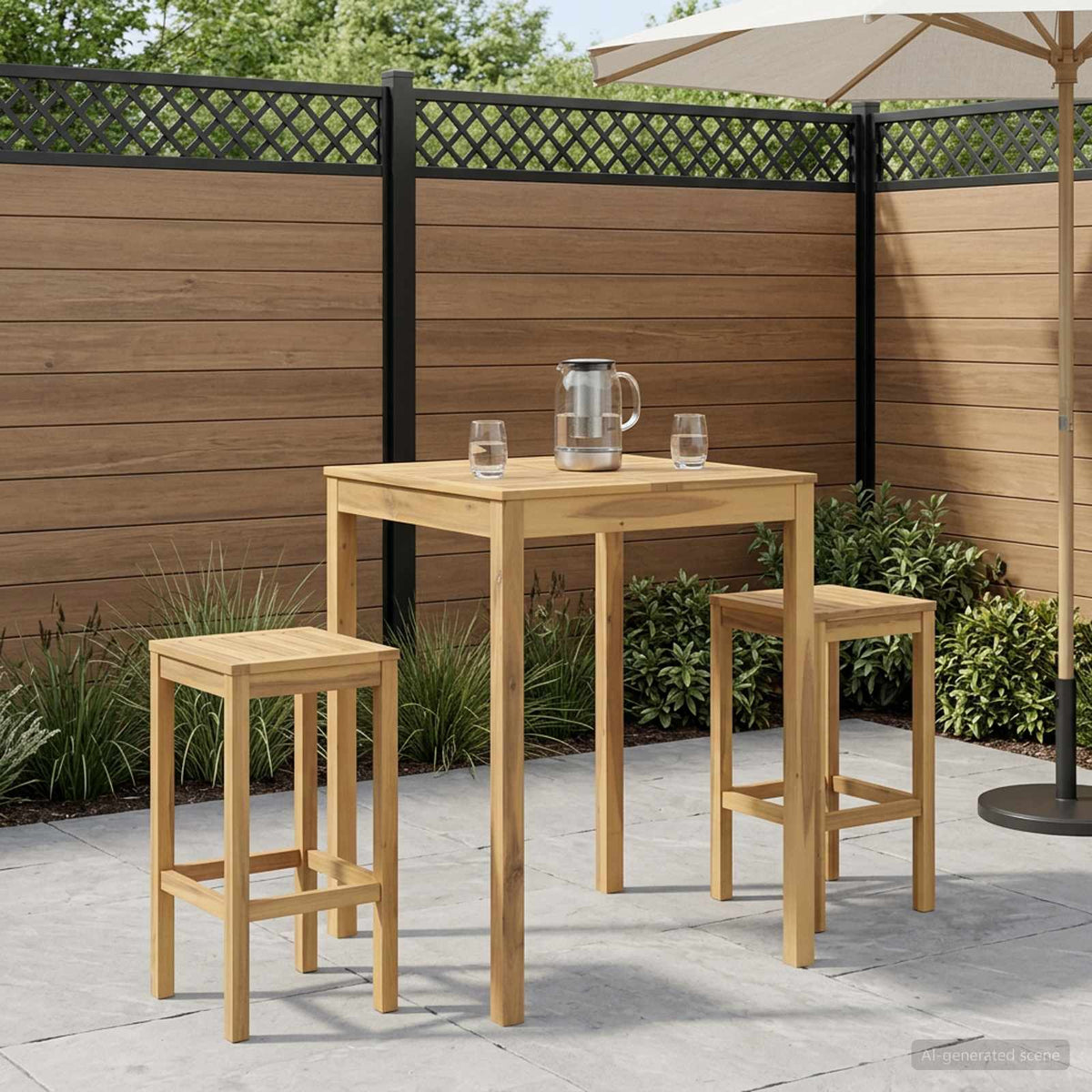 Have Bar Bord Hvid 80 x 80,5 x 105 cm Massivt Akacietræ