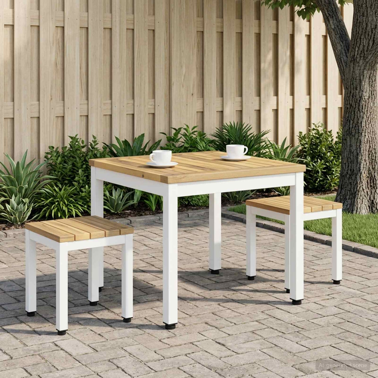 Sofabord Hvid 50 x 48,5 x 36 cm Massivt Akacietræ