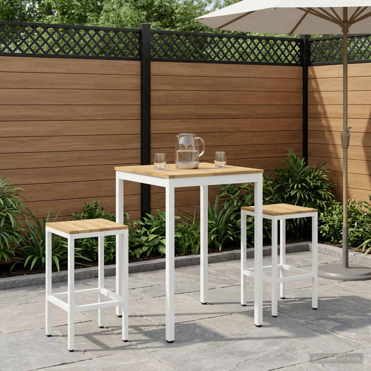 Have Bar Bord Hvid 70 x 68,5 x 105 cm Massivt Akacietræ