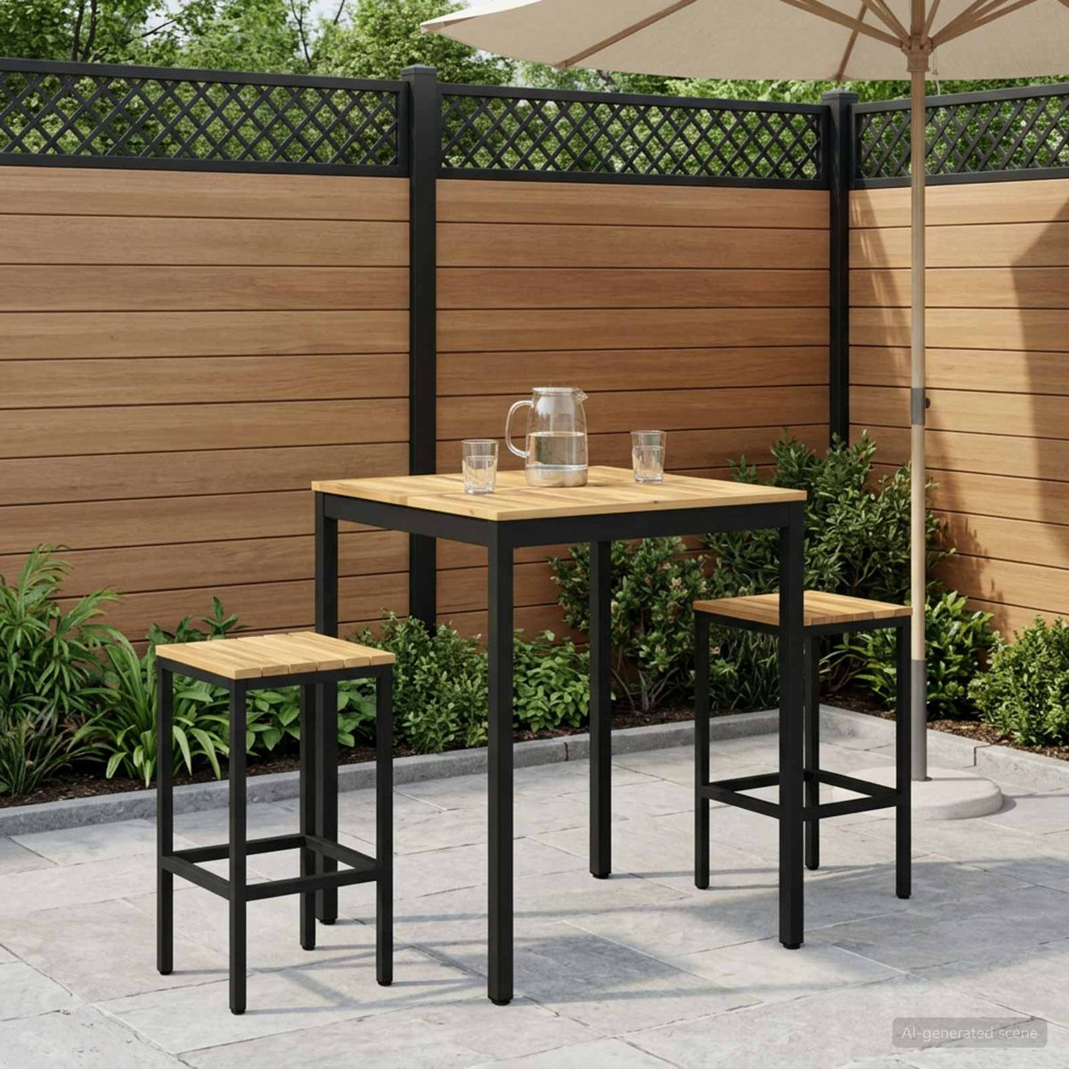 Have Bar Bord Hvid og sort 80 x 80,5 x 105 cm Massivt Akacietræ