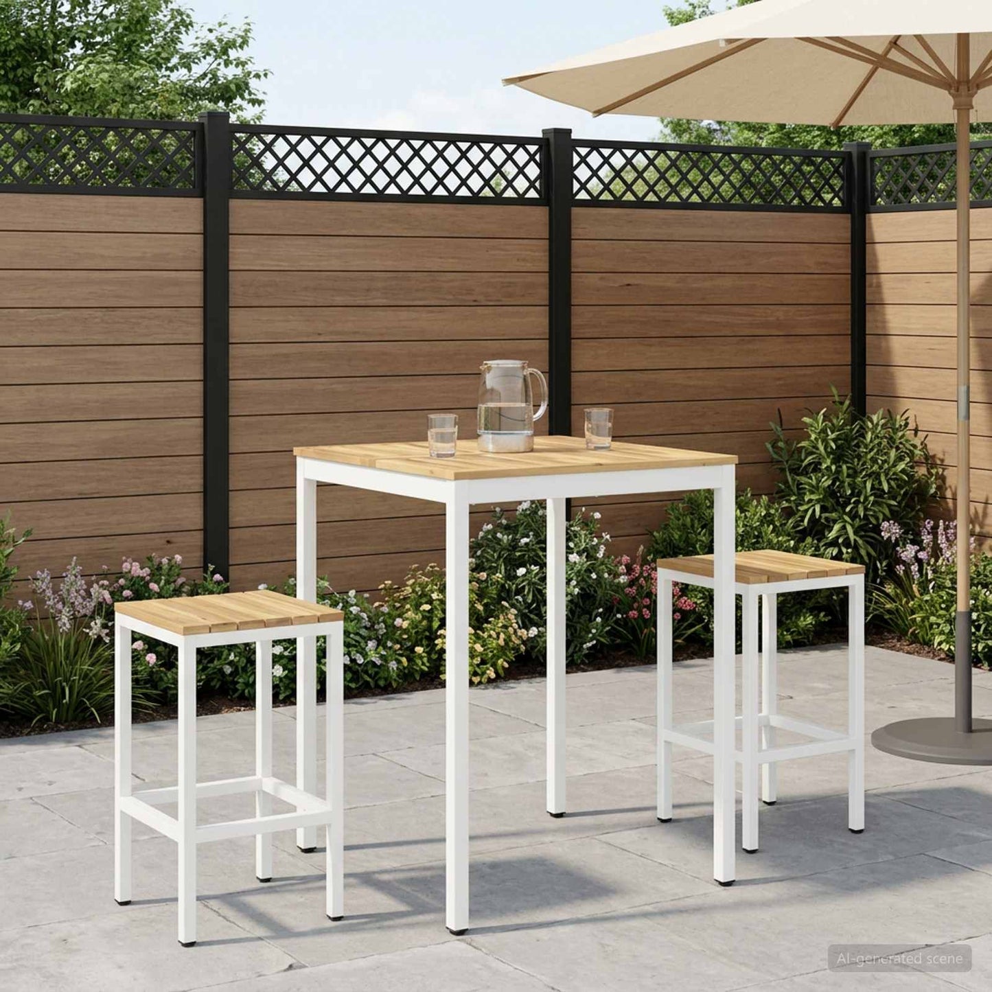 Have Bar Bord Hvid 80 x 80,5 x 105 cm Massivt Akacietræ