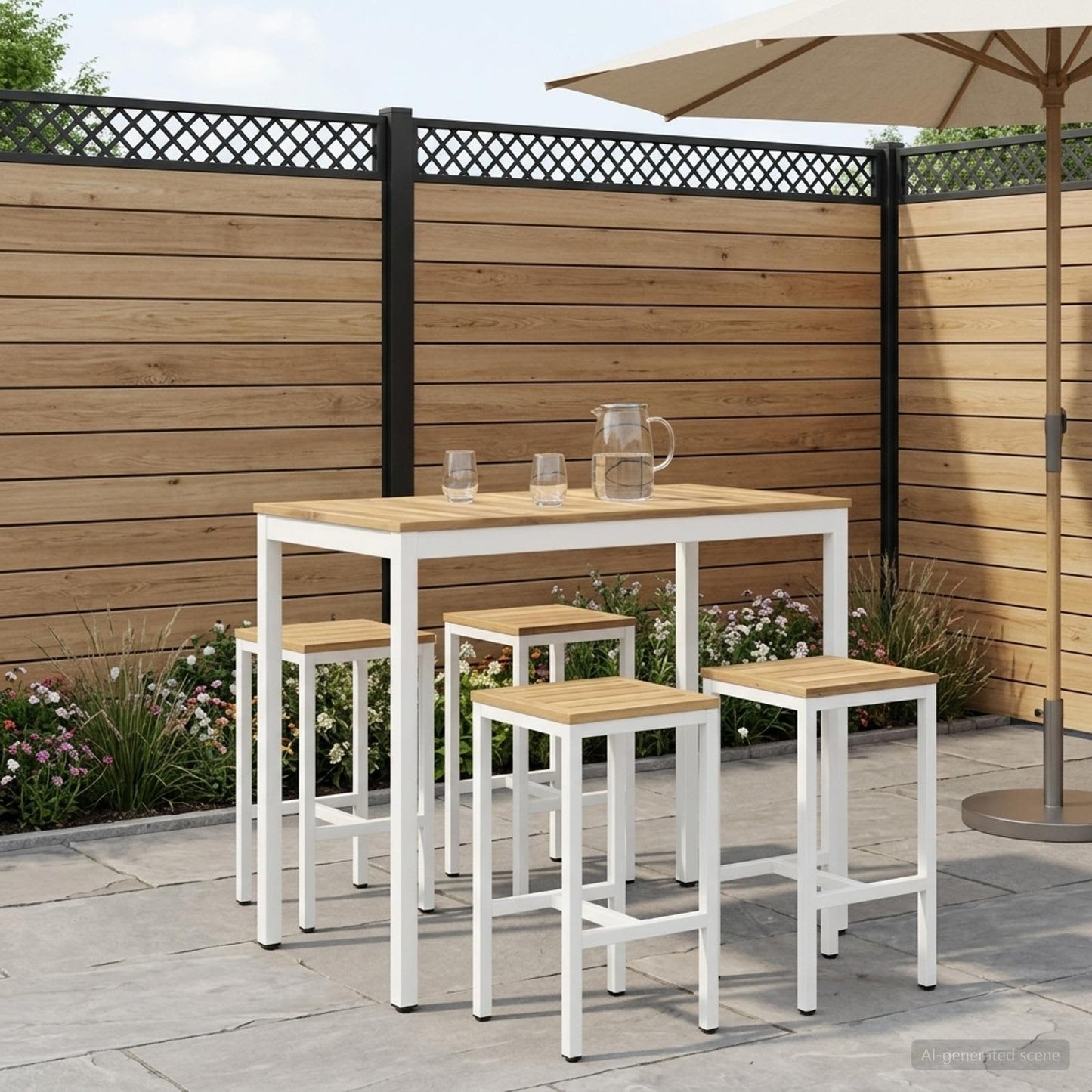 Have Bar Bord Hvid 108,5 x 55 x 105 cm Massivt Akacietræ