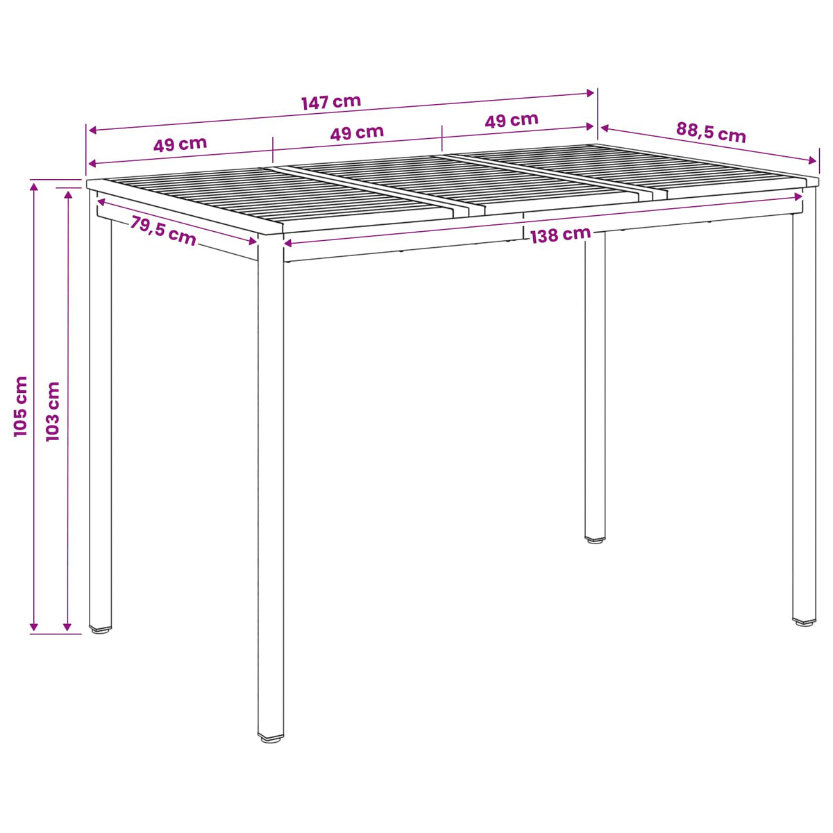 Have Bar Bord Hvid og sort 147 x 88,5 x 105 cm