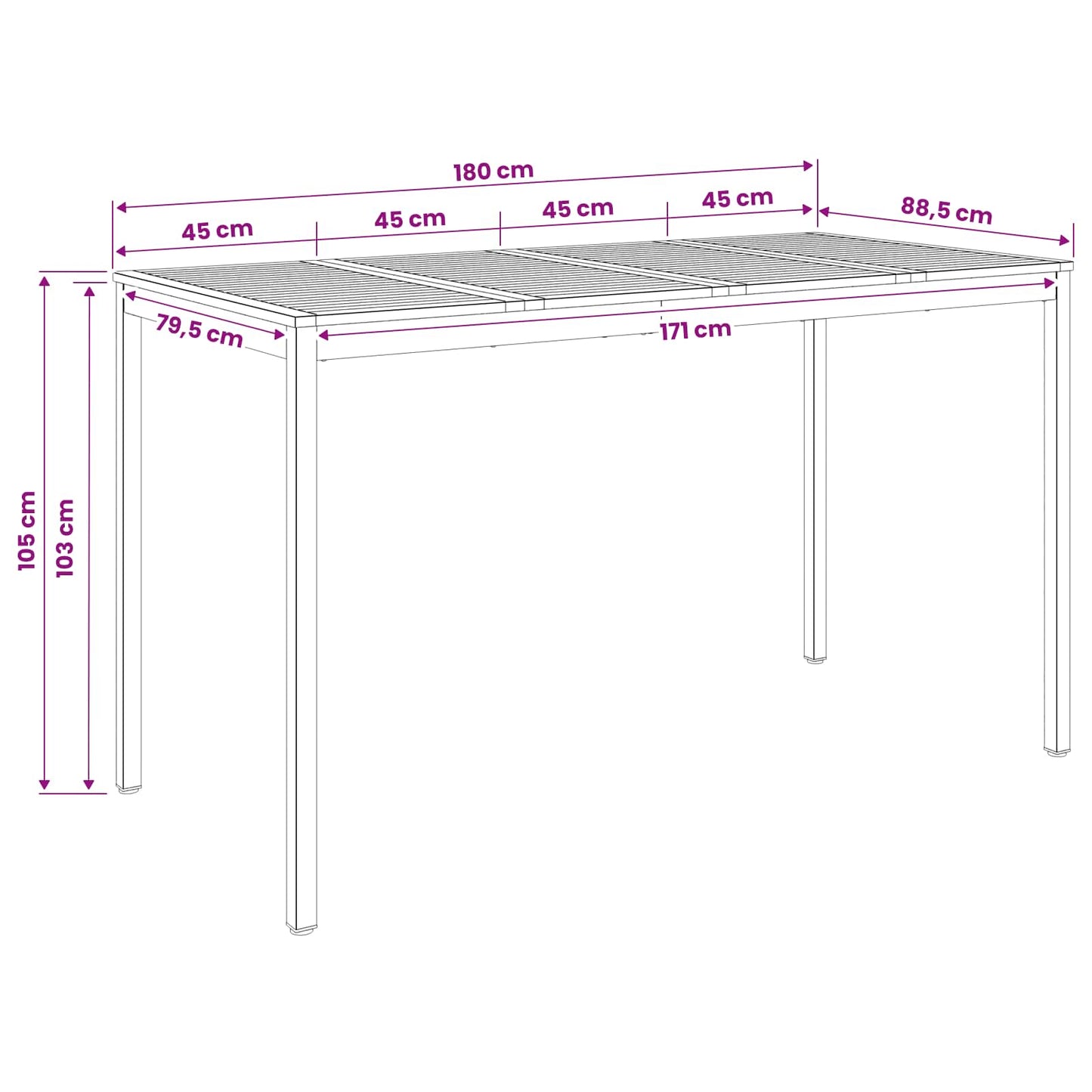 Have Bar Bord Hvid og sort 180 x 88,5 x 105 cm