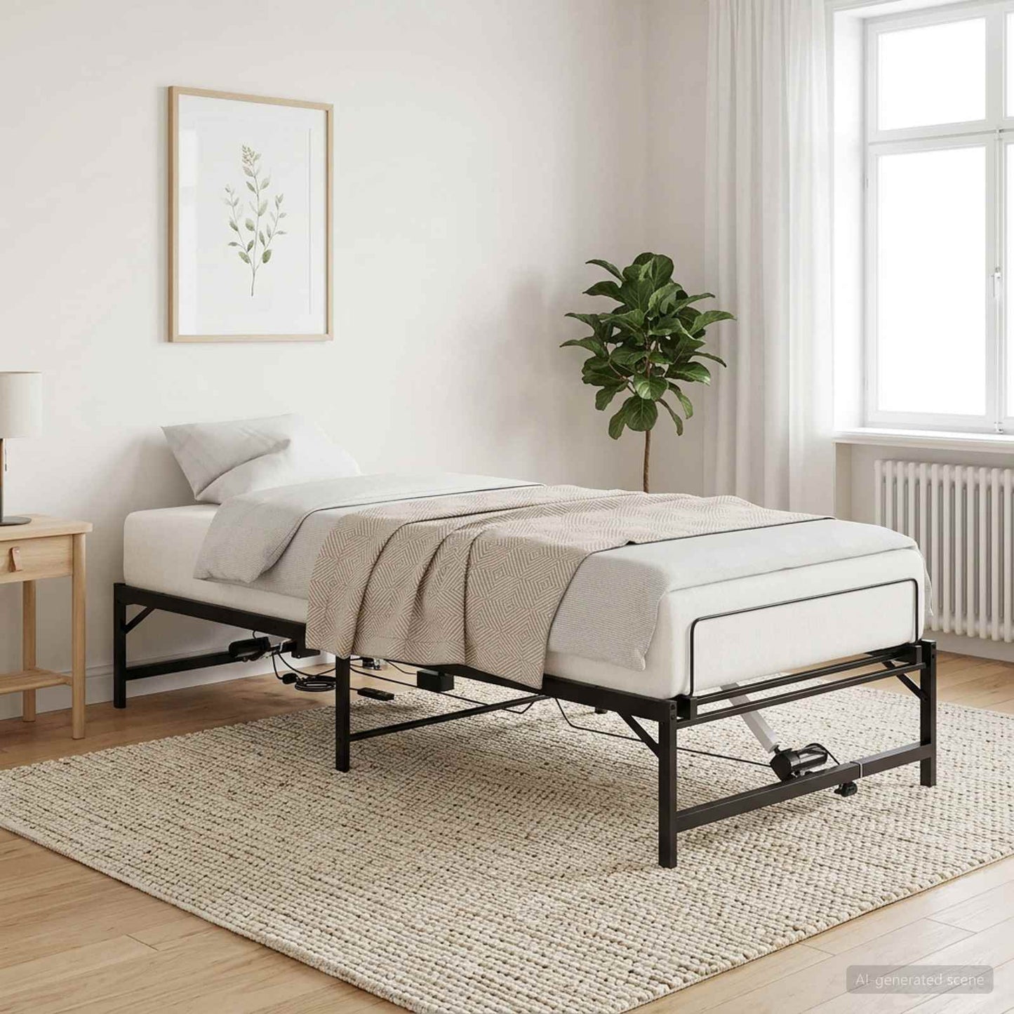 Elektrisk Justerbar Sengetramme Sort 75 x 190 cm Stål