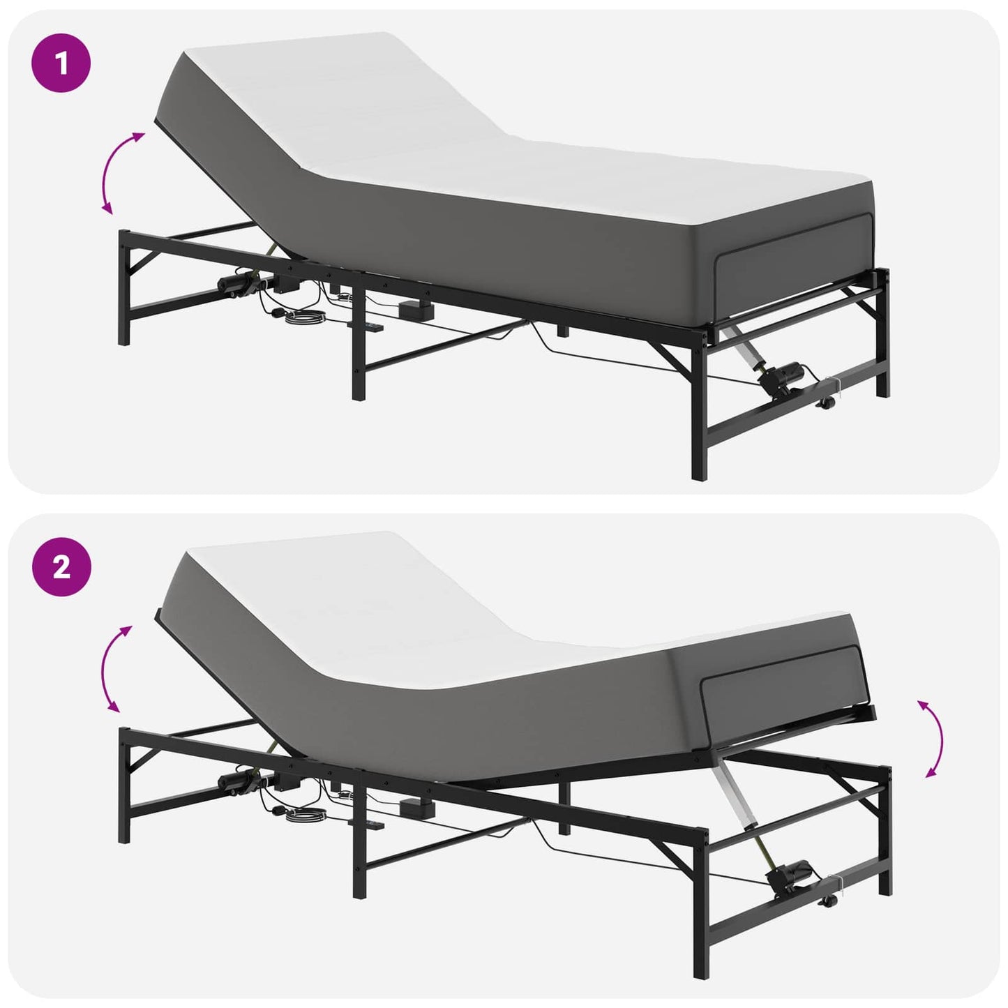 Elektrisk Justerbar Sengetramme Sort 75 x 190 cm Stål