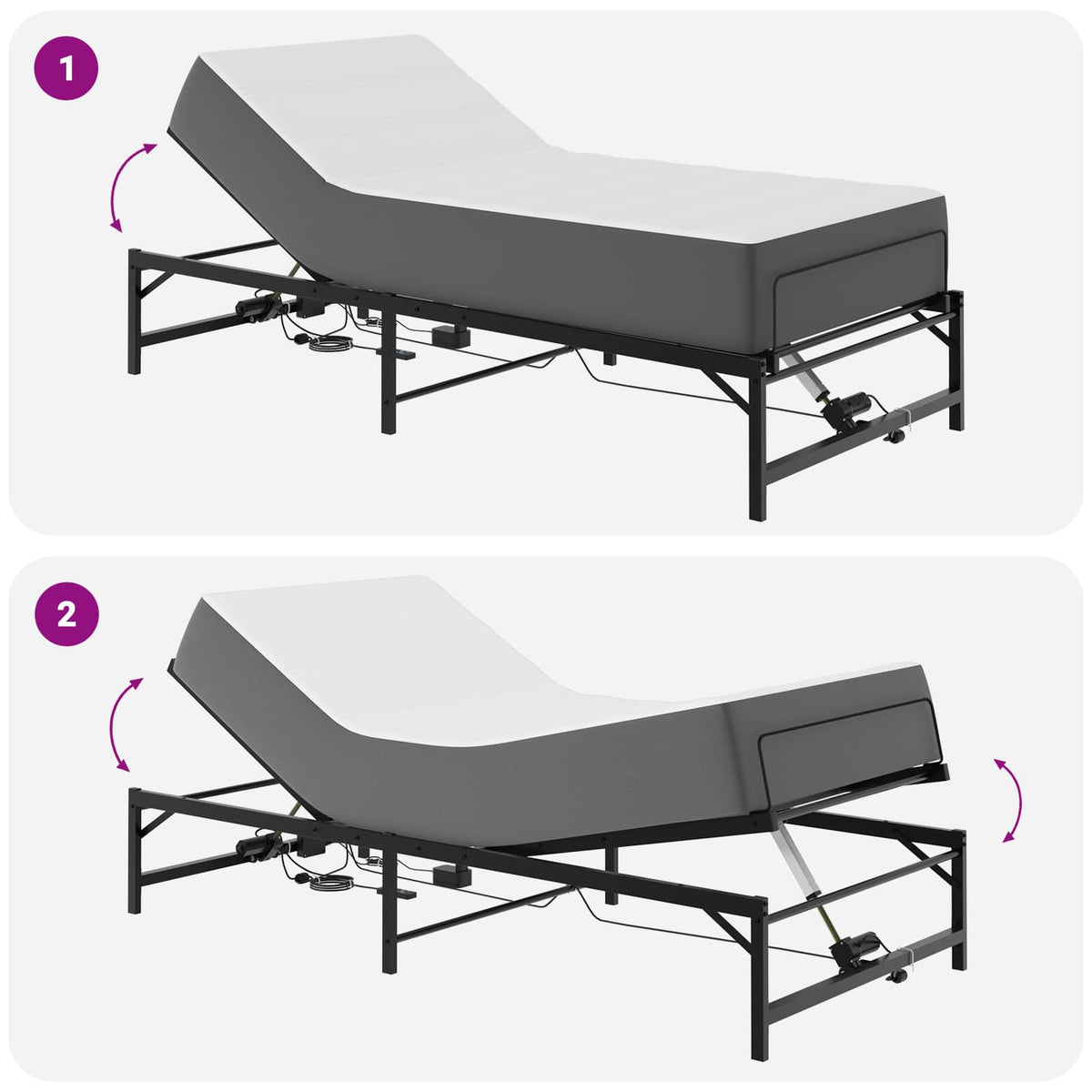 Elektrisk Justerbar Sengetramme Sort 100 x 200 cm Stål