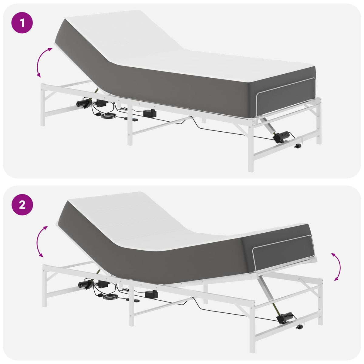 Elektrisk Justerbar Sengetramme Hvid 90 x 200 cm Stål