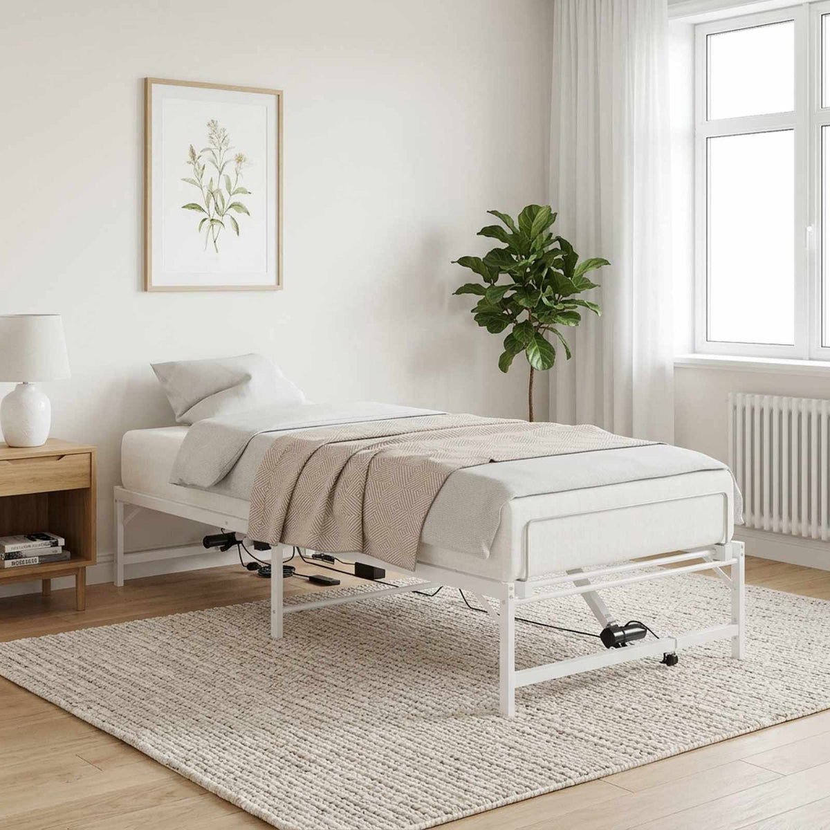 Elektrisk Justerbar Sengetramme Hvid 100 x 190 cm Stål