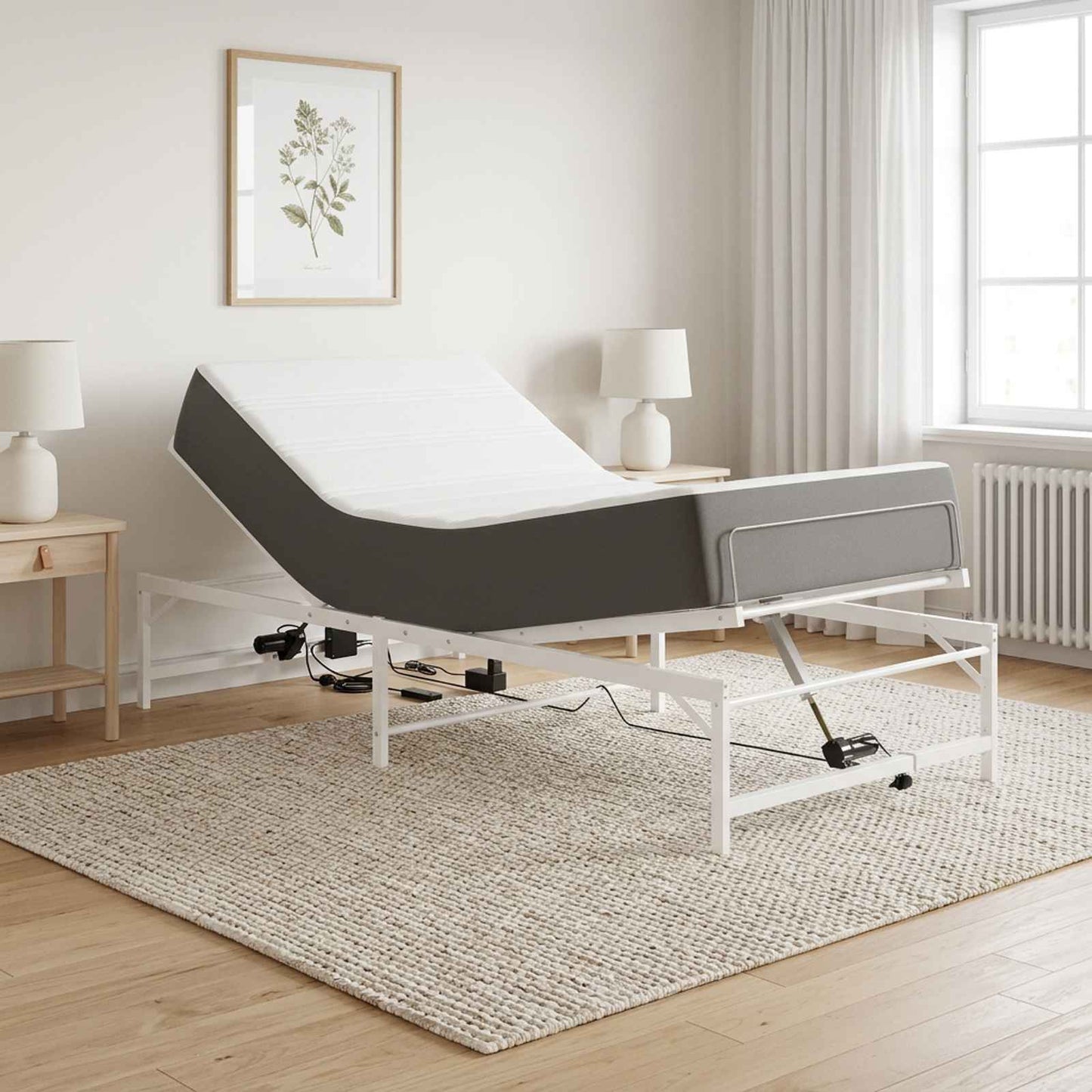 Elektrisk Justerbar Sengetramme Hvid 100 x 200 cm Stål