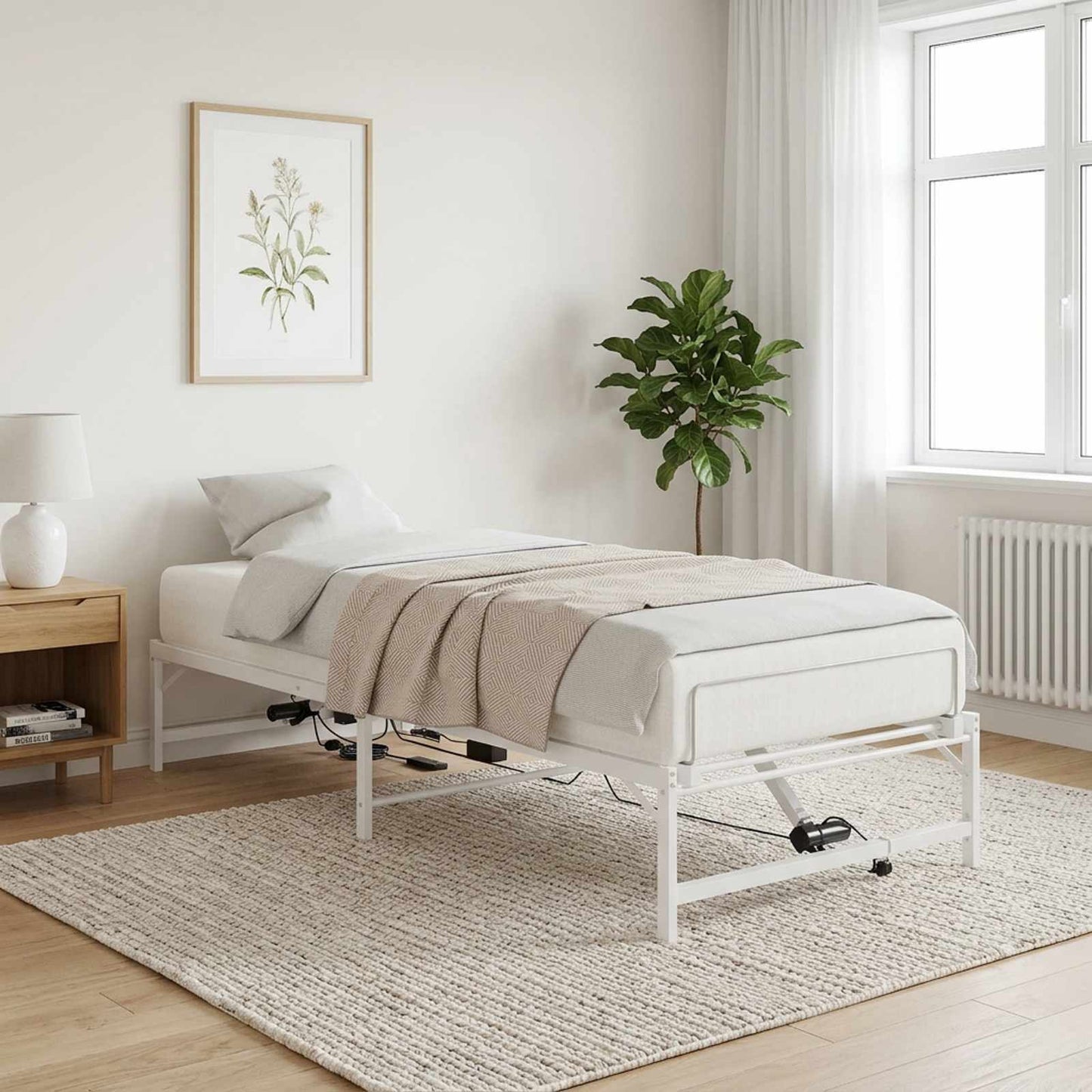 Elektrisk Justerbar Sengetramme Hvid 107 x 200 cm Stål