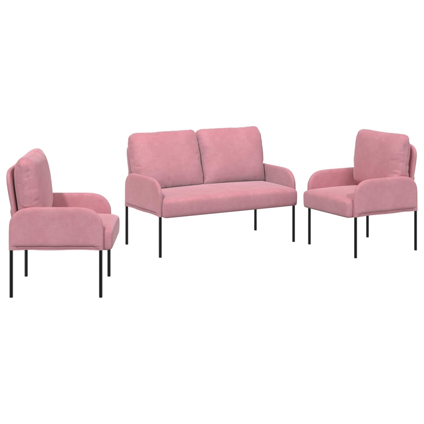 Sofasæt 3 stk. Lyserød Krydsfinér