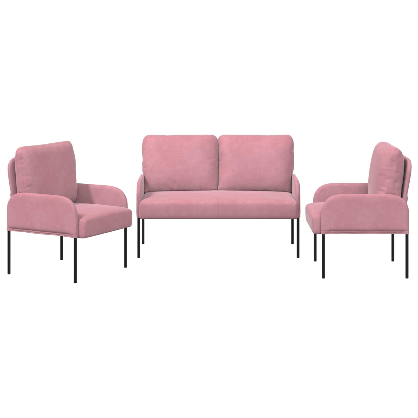 Sofasæt 3 stk. Lyserød Krydsfinér