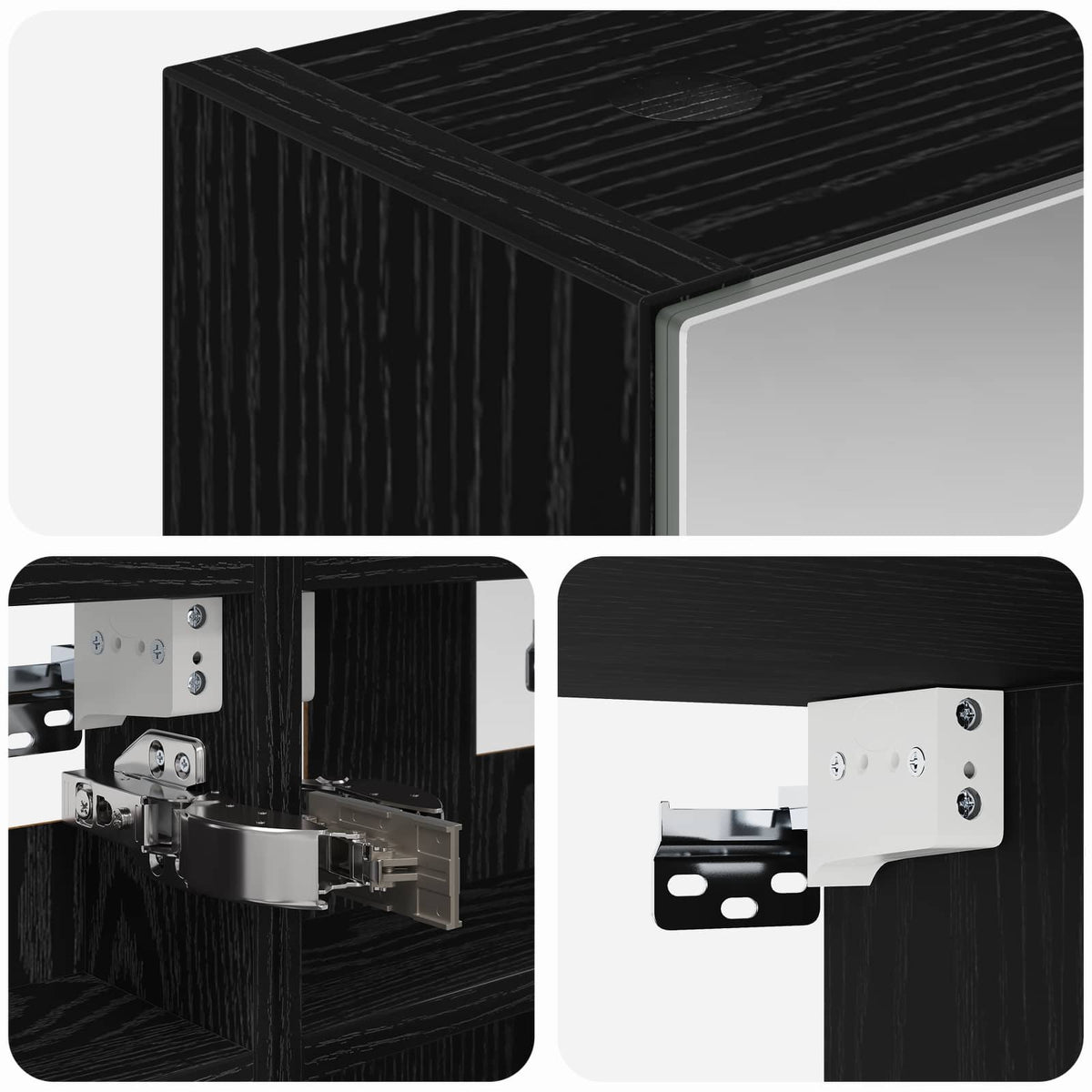 Badeværelsesspejlskab Sort eg 30 x 10,5 x 50 cm Konstrueret træ