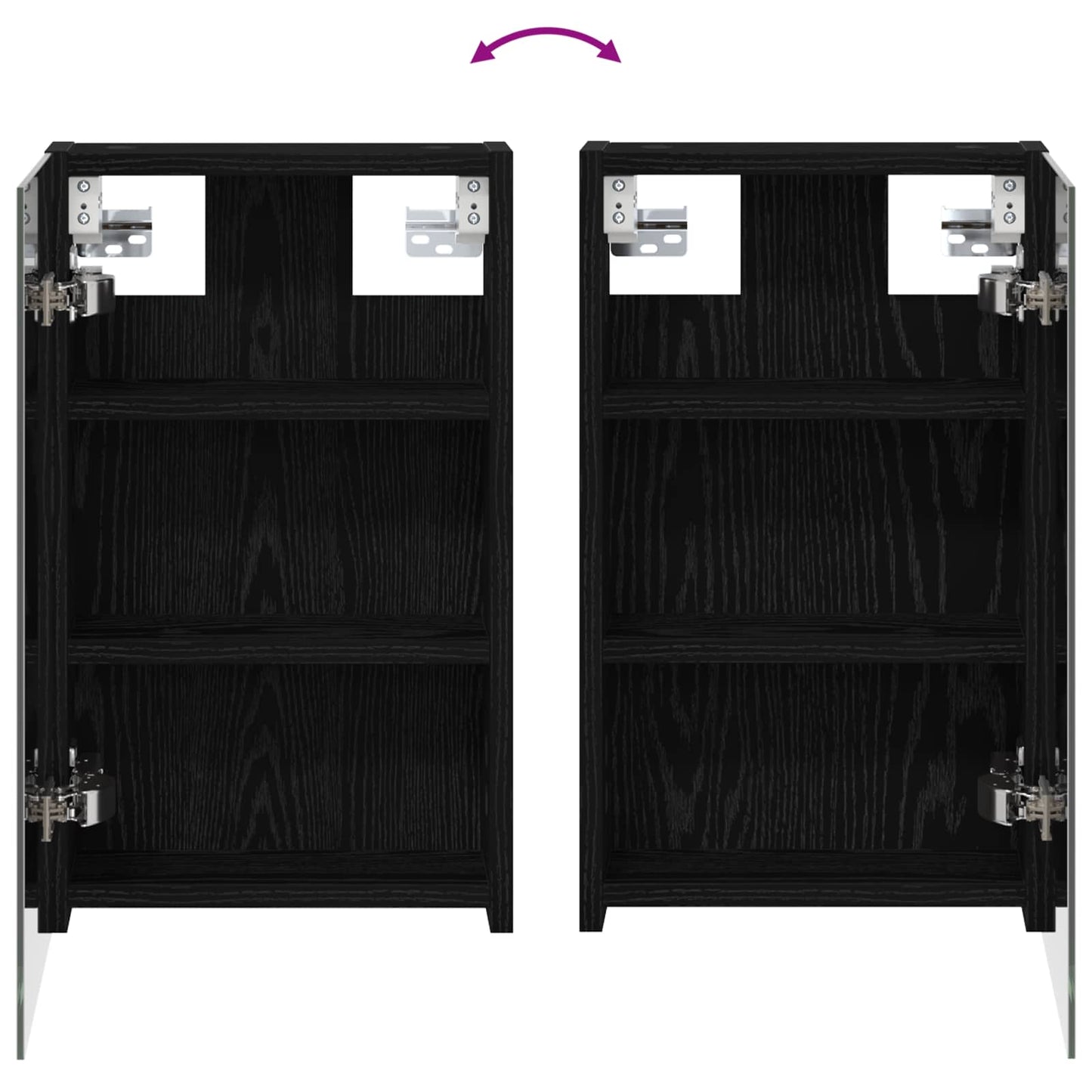 Badeværelsesspejlskab Sort eg 30 x 10,5 x 50 cm Konstrueret træ