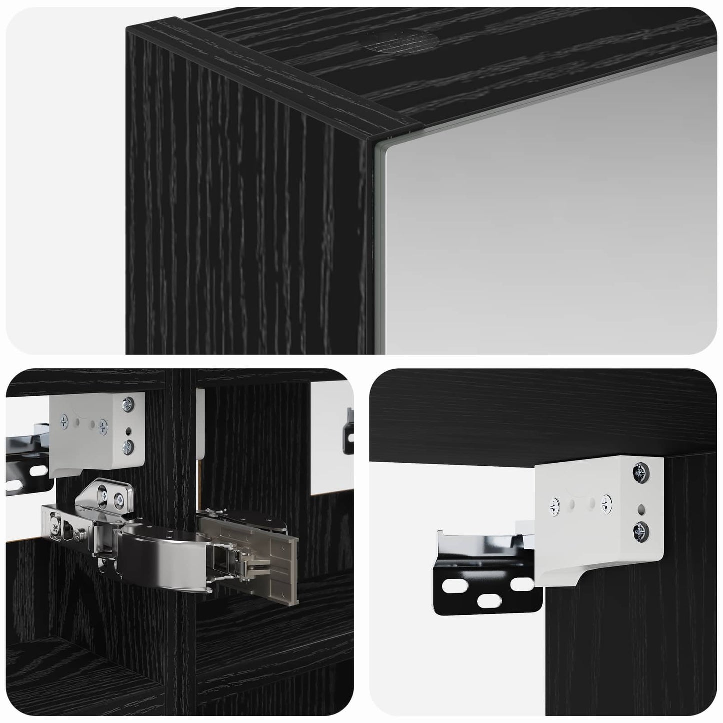 Badeværelsesspejlskab Sort eg 30 x 10,5 x 50 cm Konstrueret træ