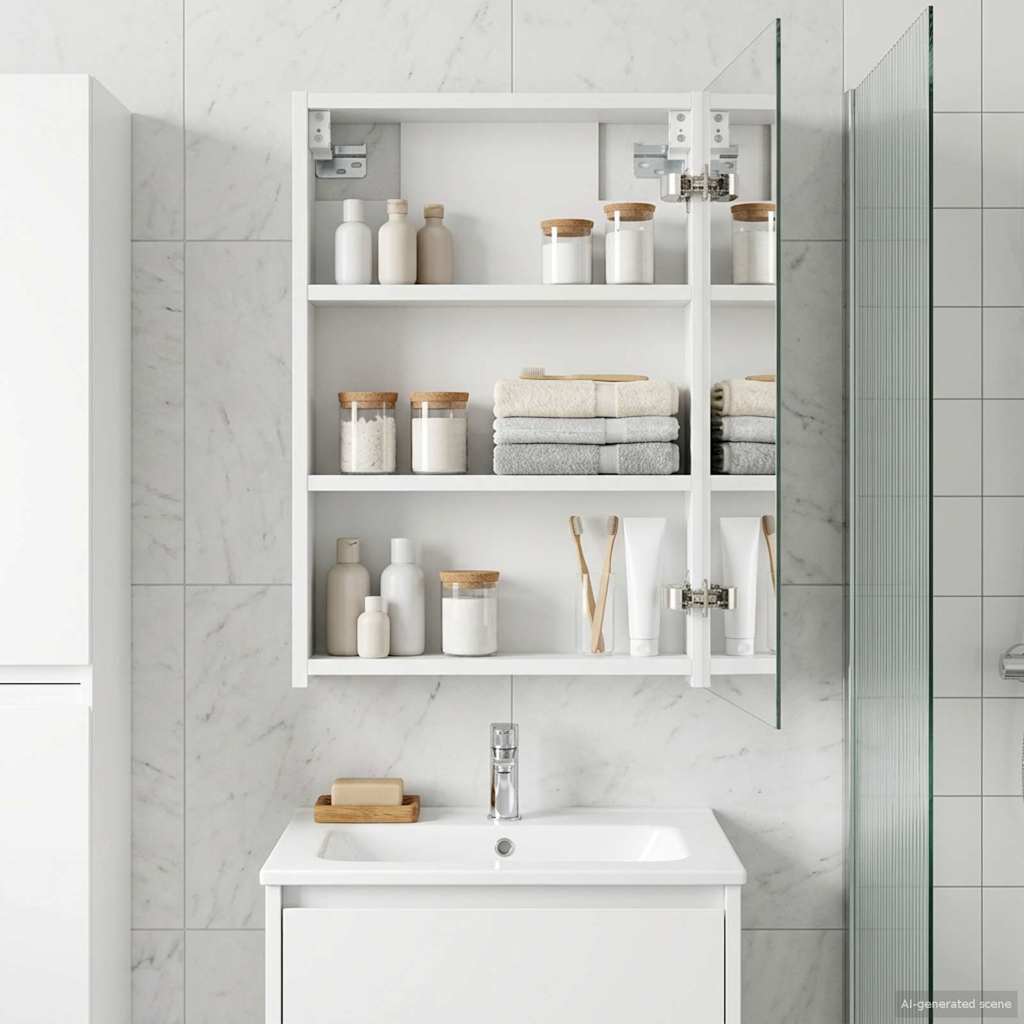 Badeværelsesspejlskab Hvid 40 x 10,5 x 60,5 cm Konstrueret træ
