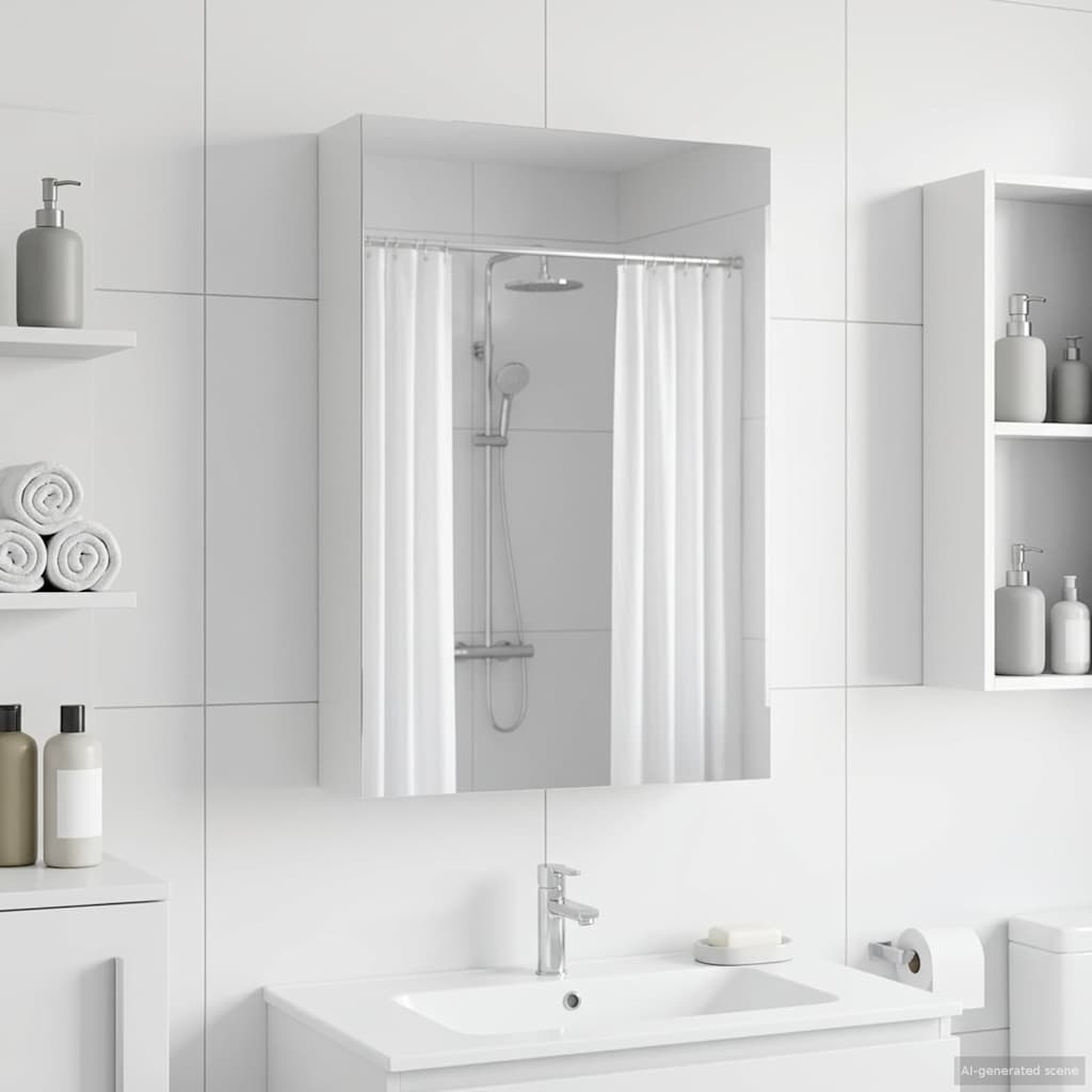Badeværelsesspejlskab Hvid 40 x 10,5 x 60,5 cm Konstrueret træ