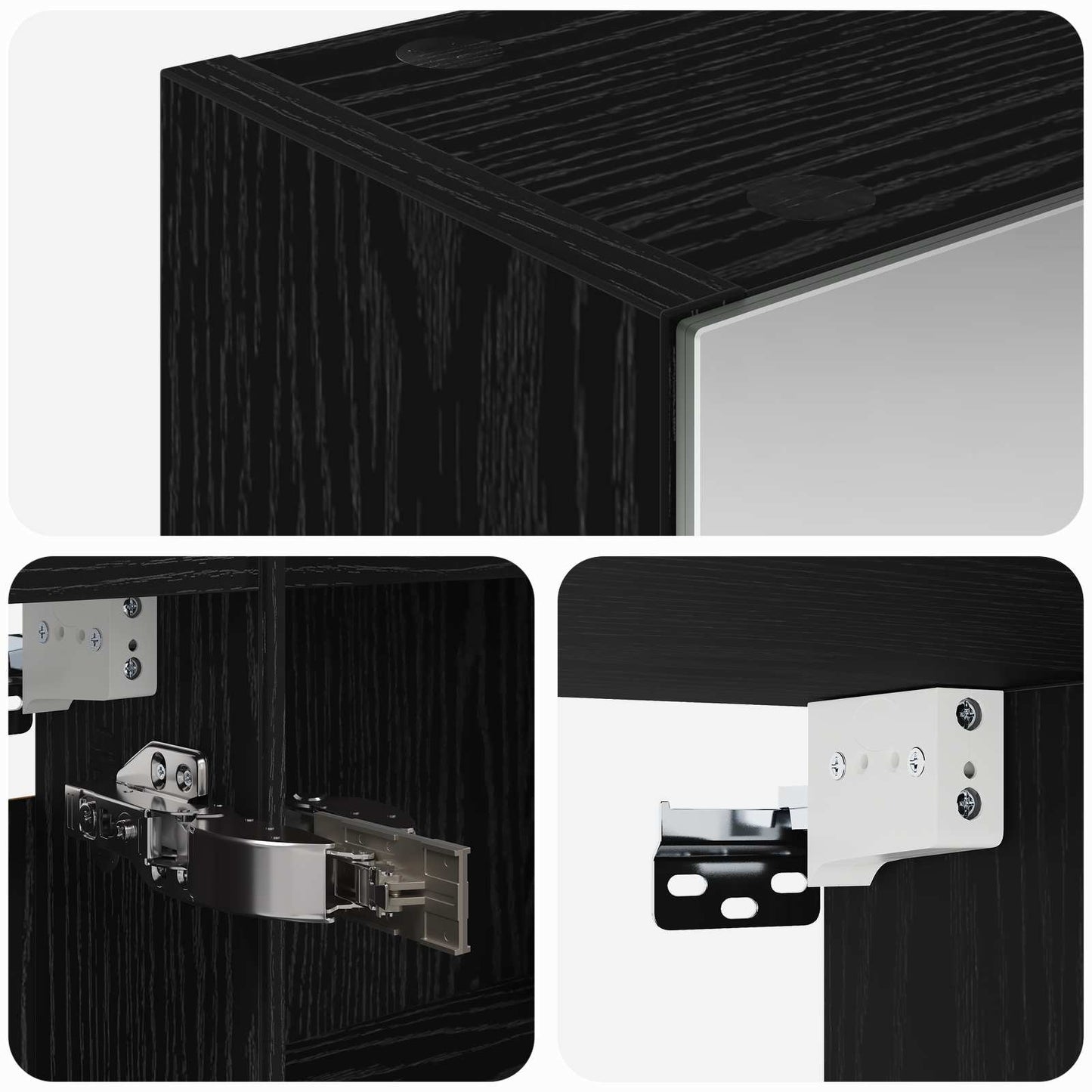 Badeværelsesspejlskab Sort eg 50 x 14,5 x 70 cm Konstrueret træ