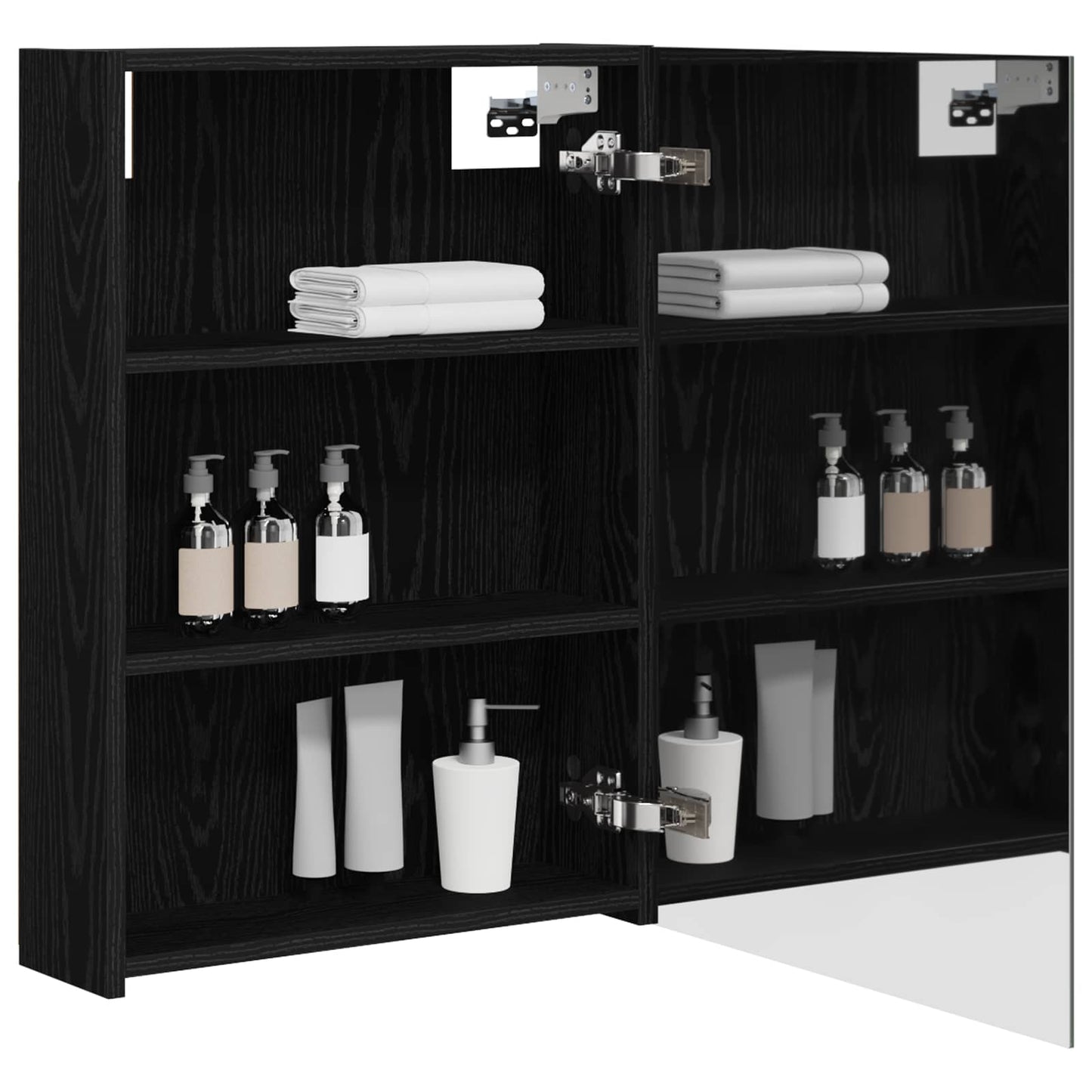 Badeværelsesspejlskab Sort eg 50 x 14,5 x 70 cm Konstrueret træ