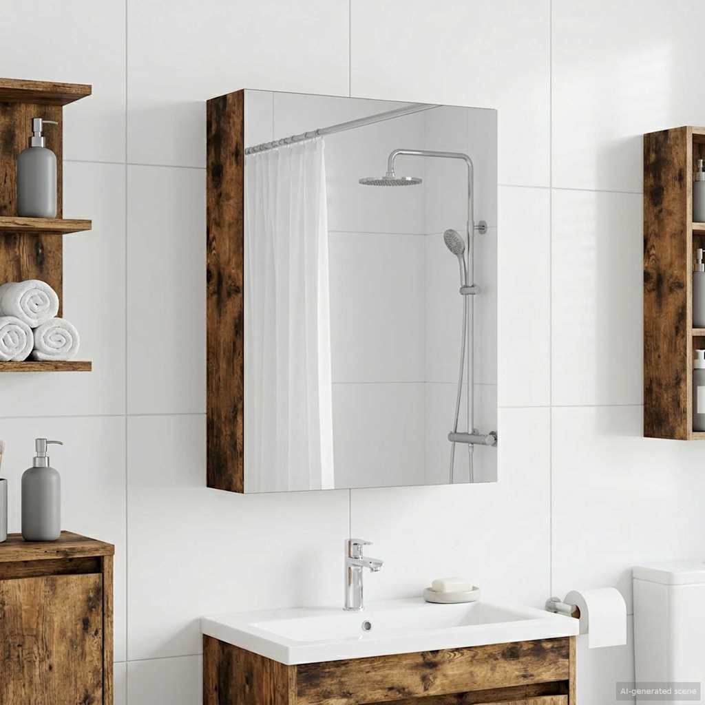 Badeværelsesspejlskab Røget eg 50 x 14,5 x 70 cm