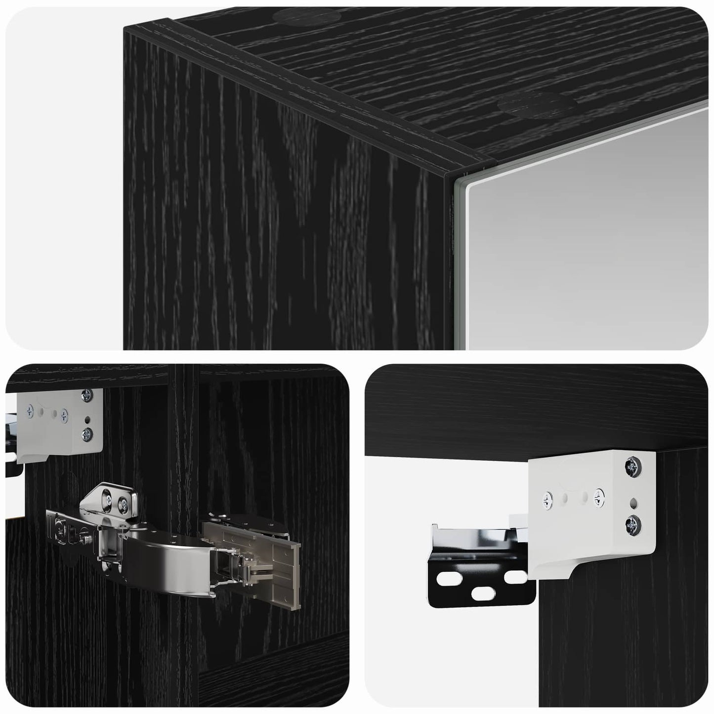 Badeværelsesspejlskab Sort eg 50 x 14,5 x 70 cm Konstrueret træ