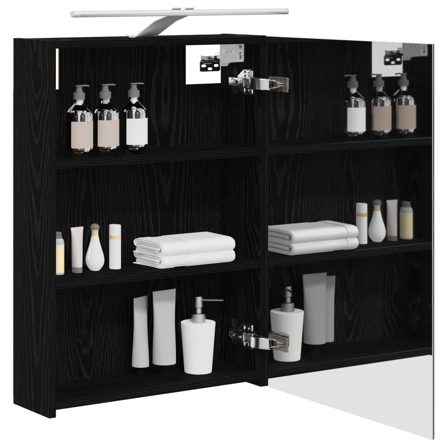 Badeværelsesspejlskab Sort eg 50 x 14,5 x 70 cm Konstrueret træ