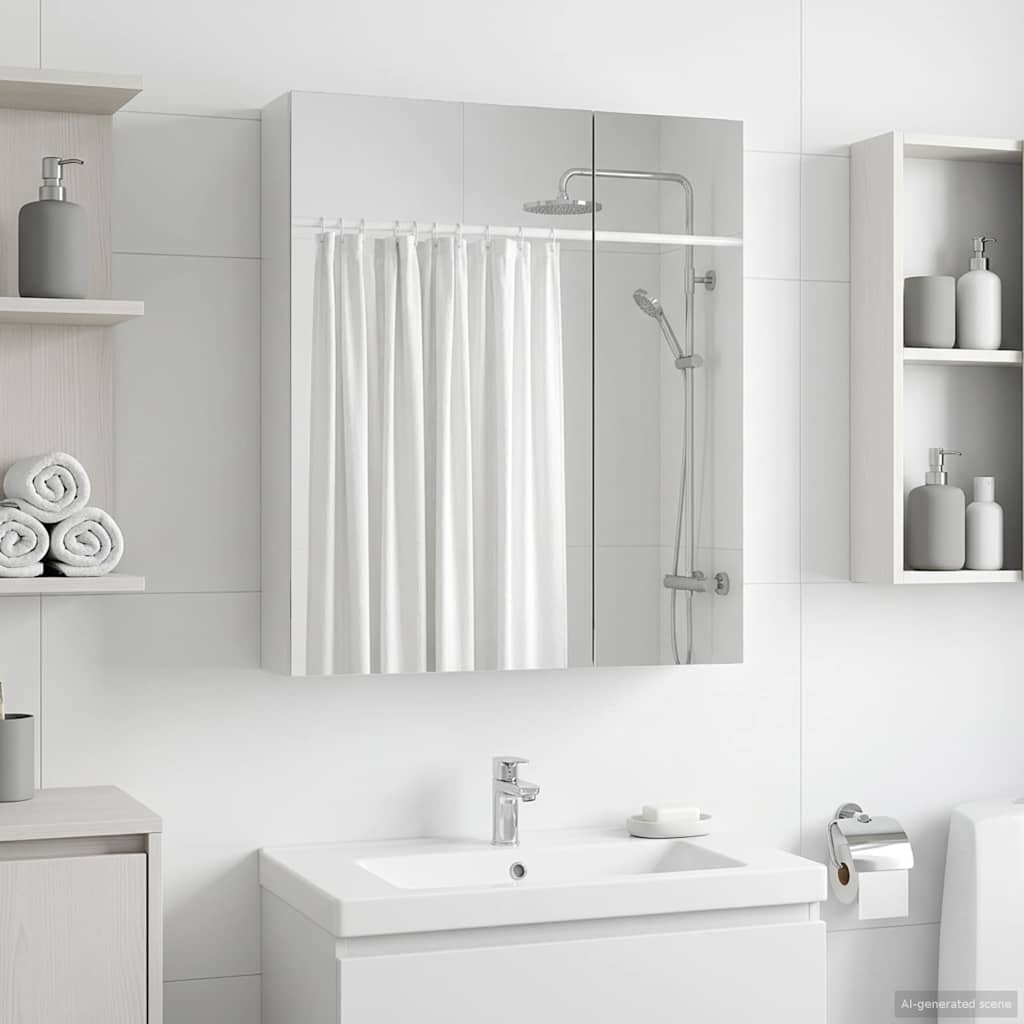 Badeværelsesspejlskab Hvid 60 x 14,5 x 70 cm Konstrueret træ