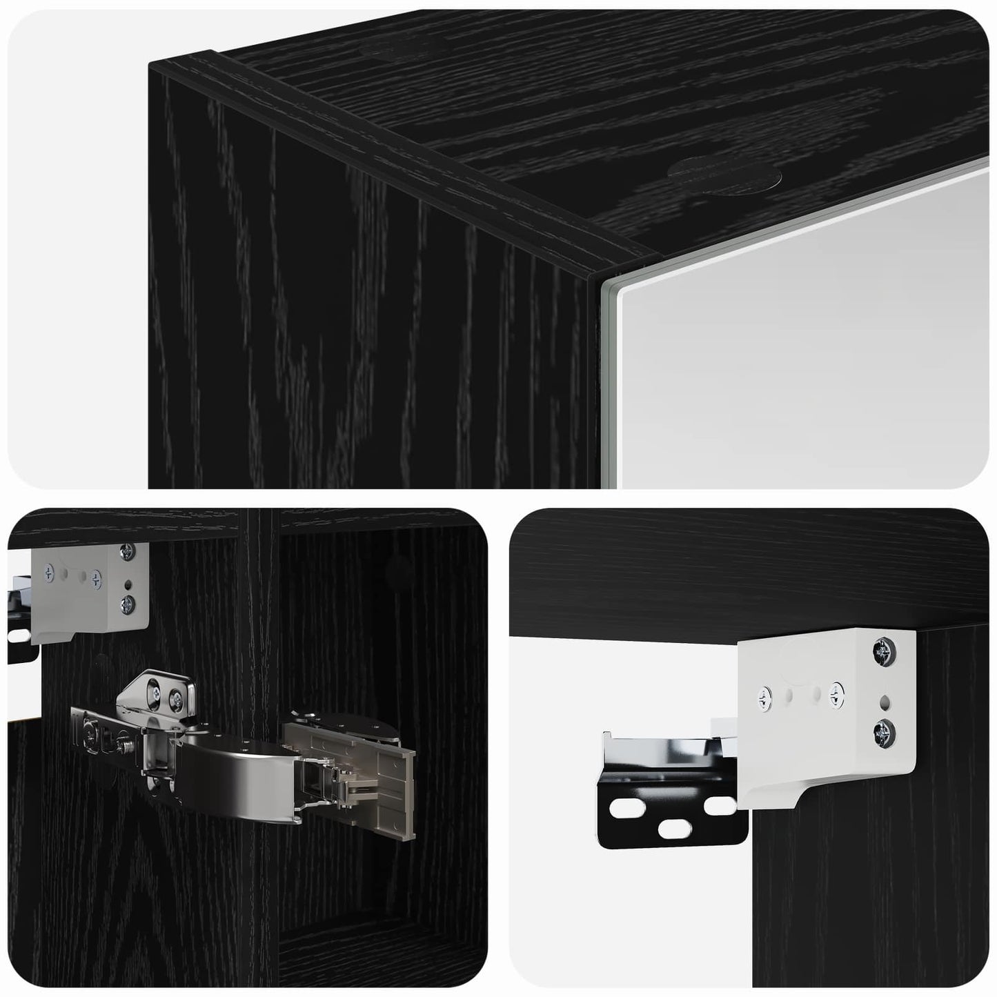 Badeværelsesspejlskab Sort eg 60 x 14,5 x 70 cm Konstrueret træ