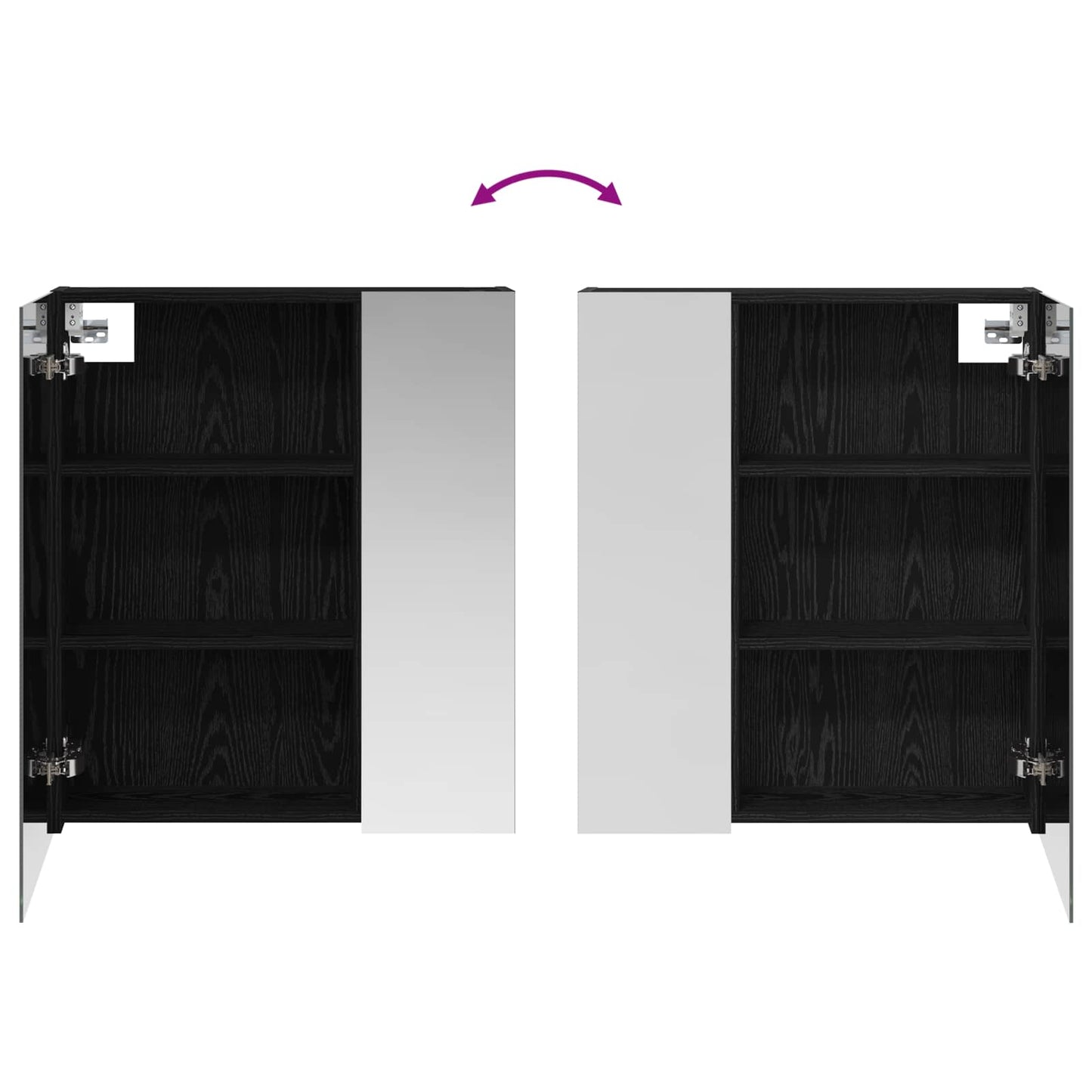 Badeværelsesspejlskab Sort eg 60 x 14,5 x 70 cm Konstrueret træ