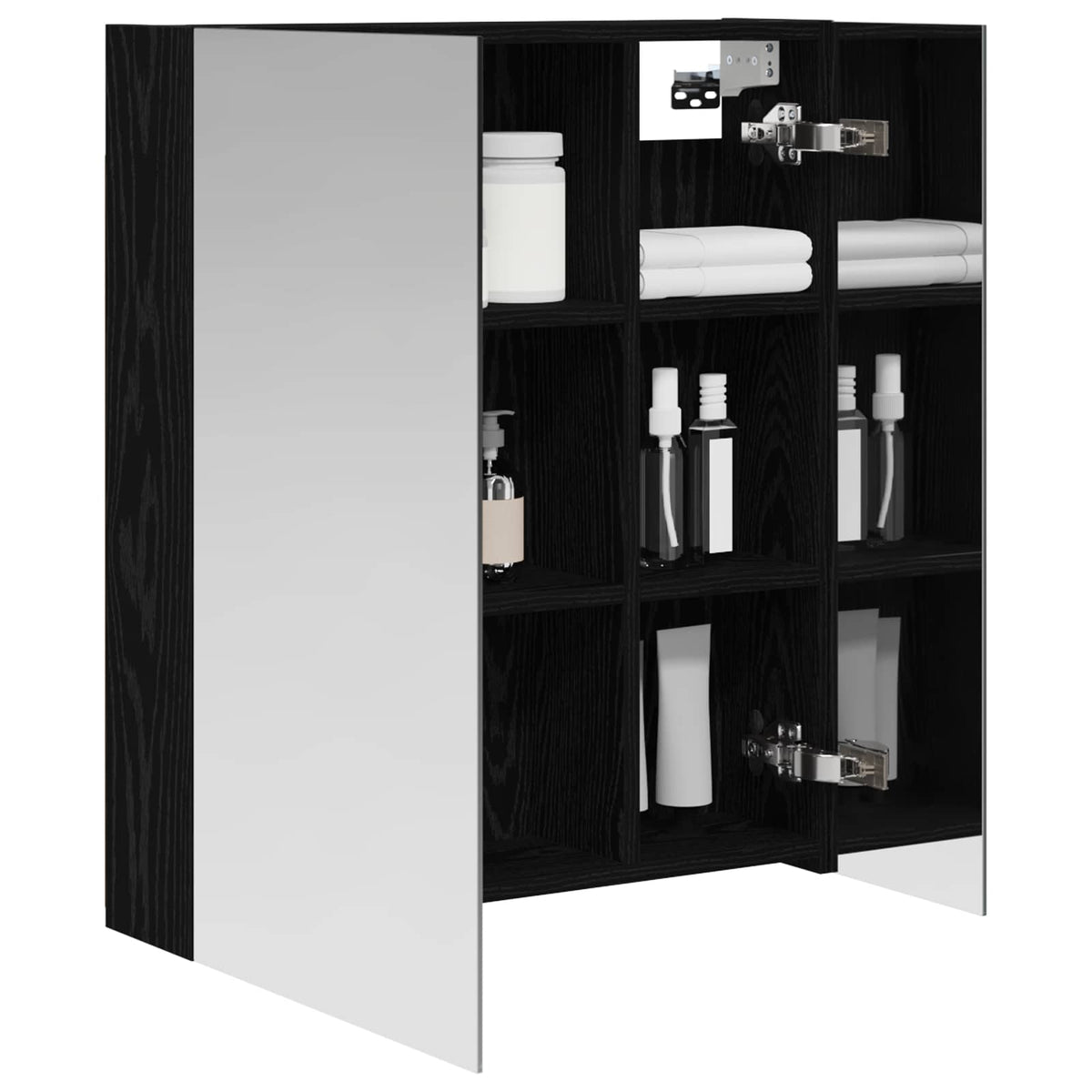 Badeværelsesspejlskab Sort eg 60 x 14,5 x 70 cm Konstrueret træ