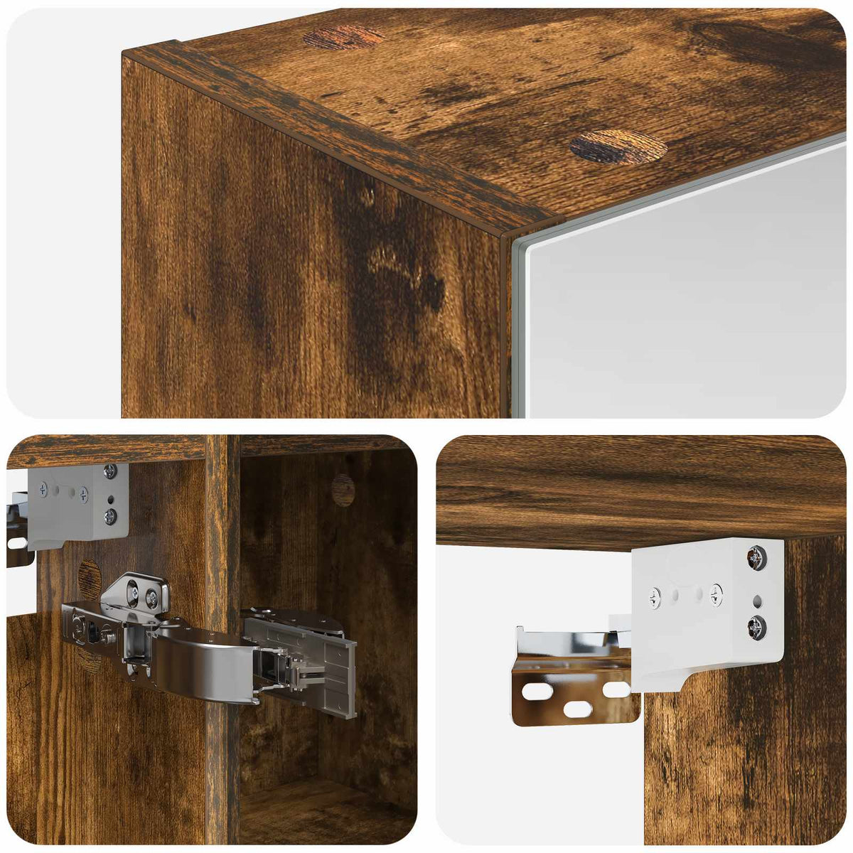 Badeværelsesspejlskab Røget eg 60 x 14,5 x 70 cm