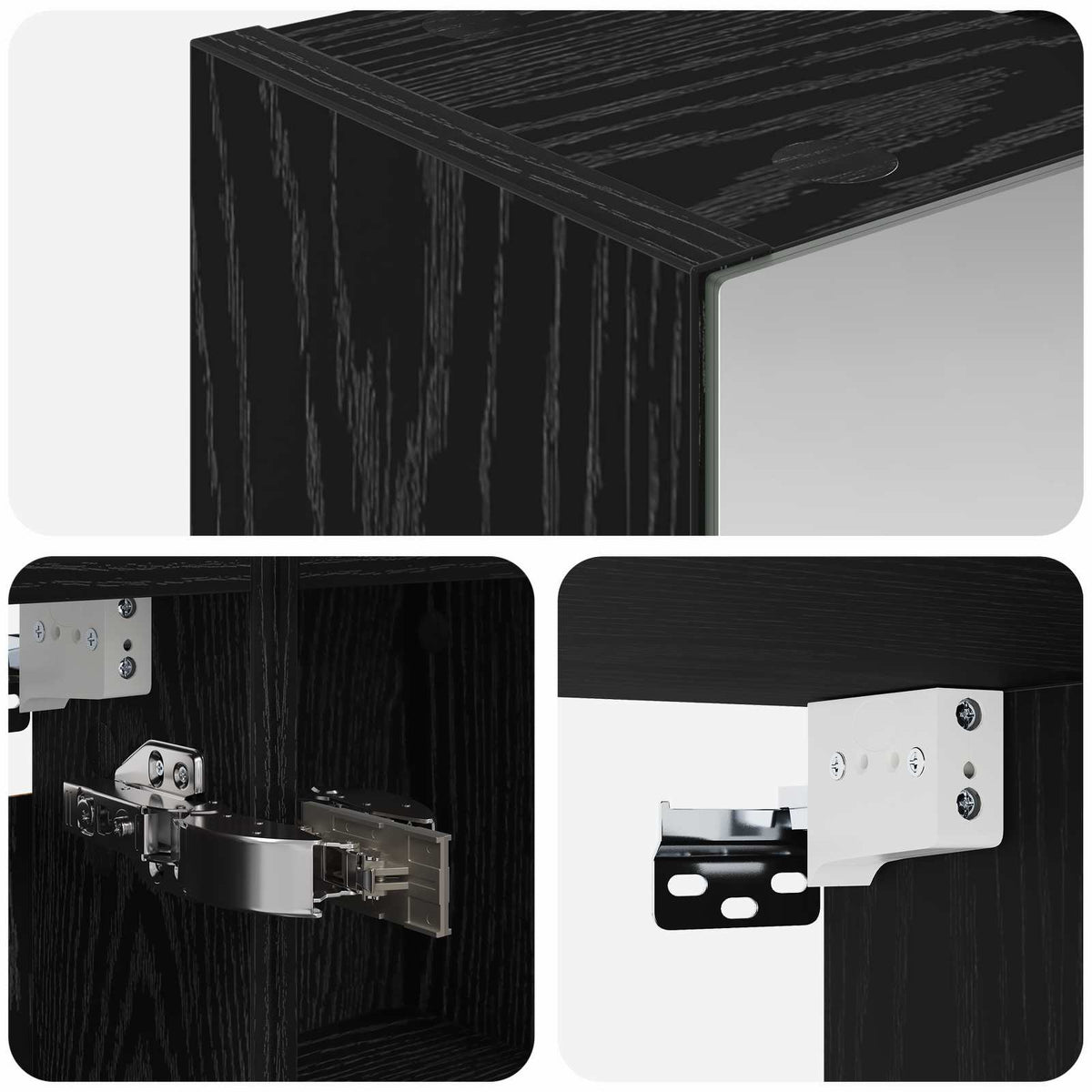 Badeværelsesspejlskab Sort eg 60 x 14,5 x 70 cm Konstrueret træ