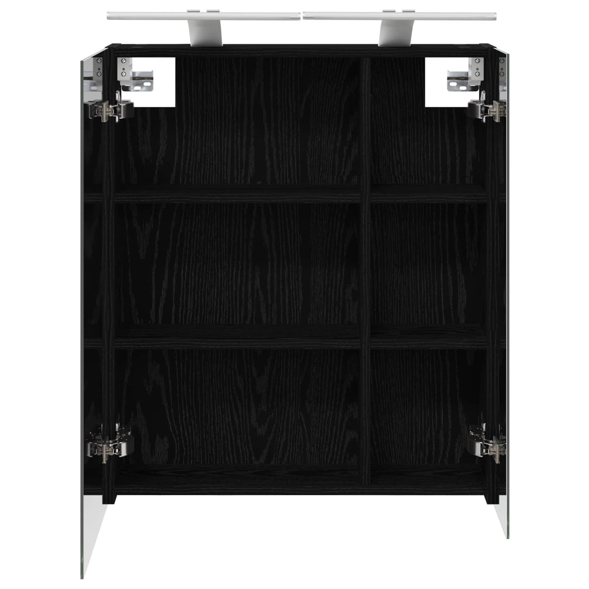 Badeværelsesspejlskab Sort eg 60 x 14,5 x 70 cm Konstrueret træ
