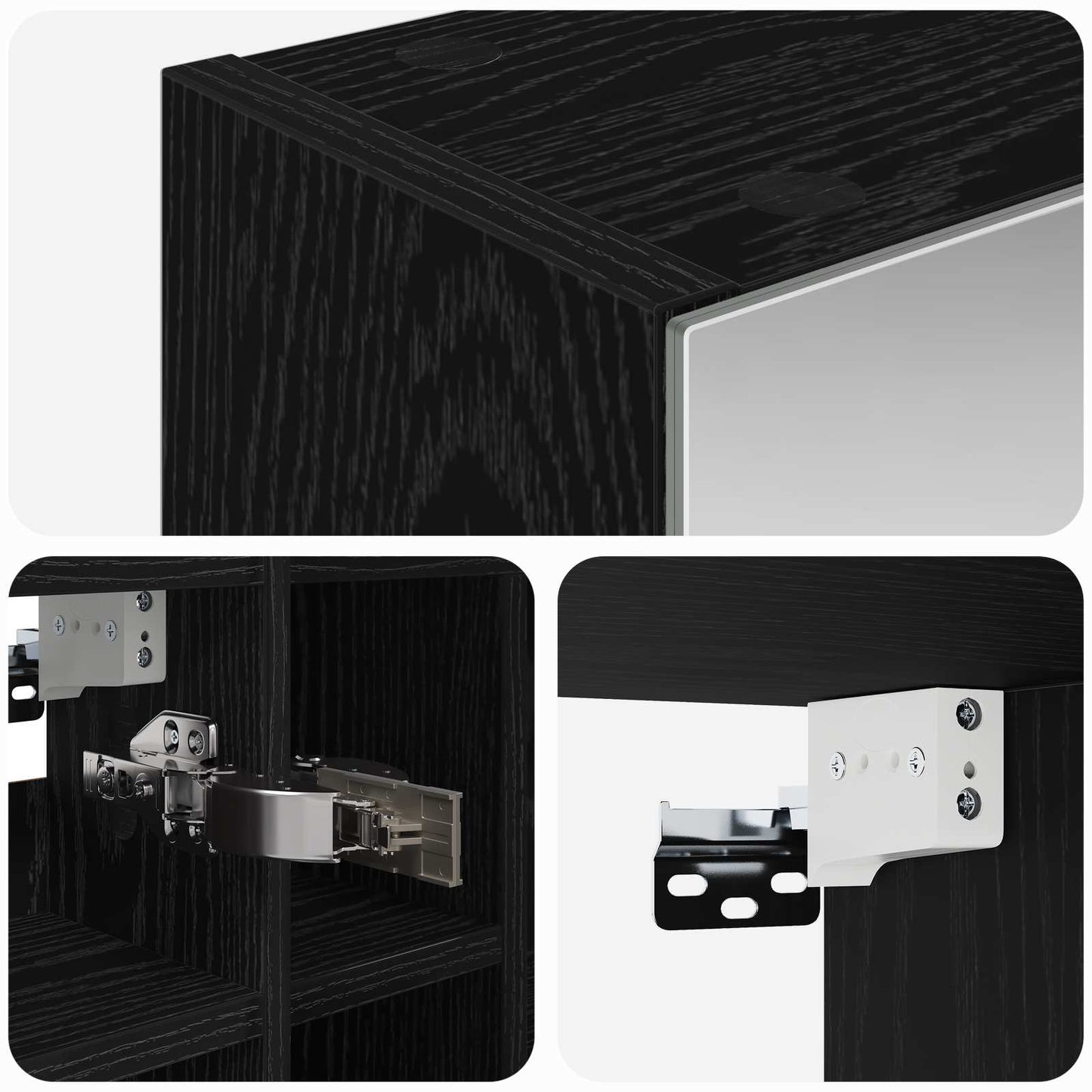 Badeværelsesspejlskab Sort eg 60 x 14,5 x 50 cm Konstrueret træ