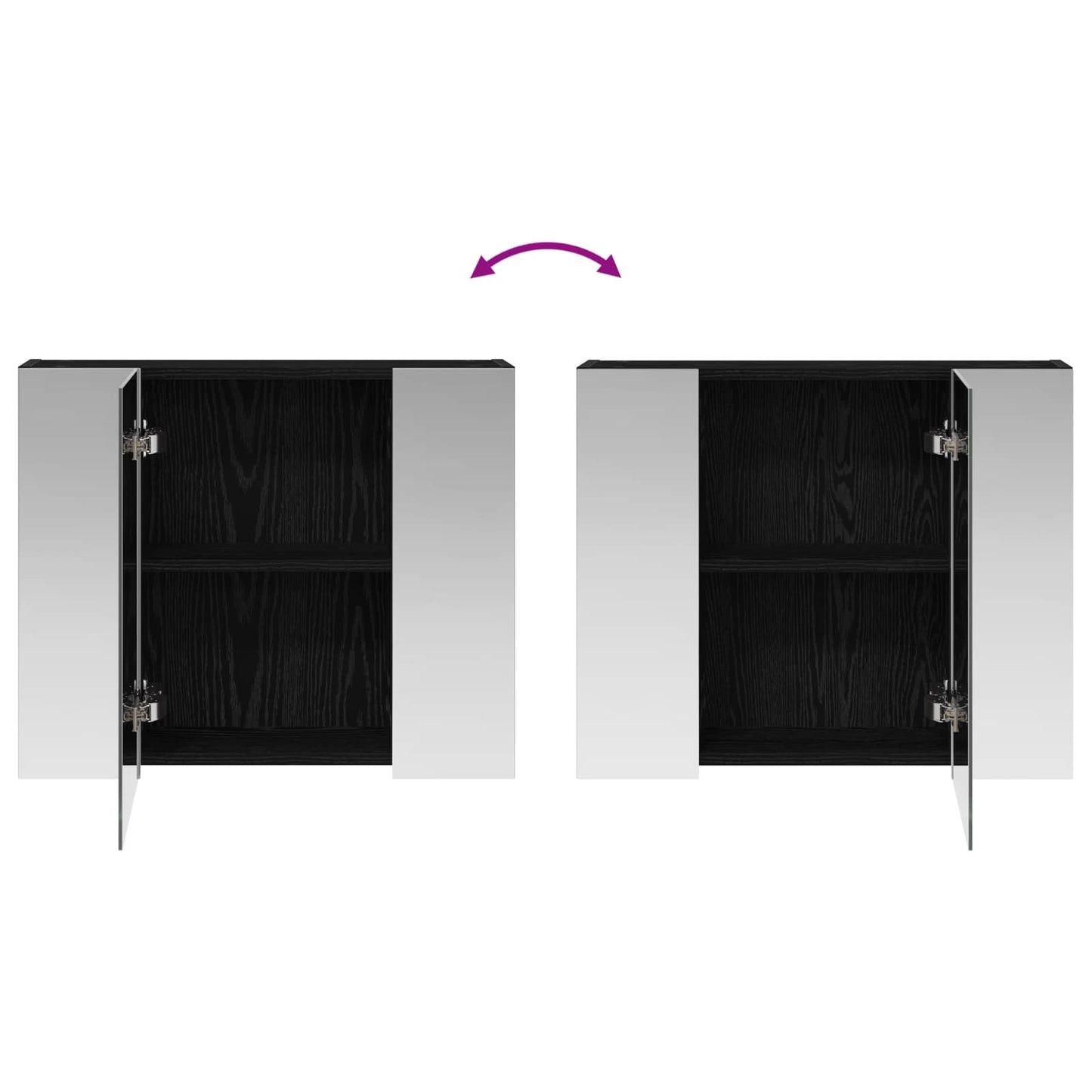 Badeværelsesspejlskab Sort eg 60 x 14,5 x 50 cm Konstrueret træ