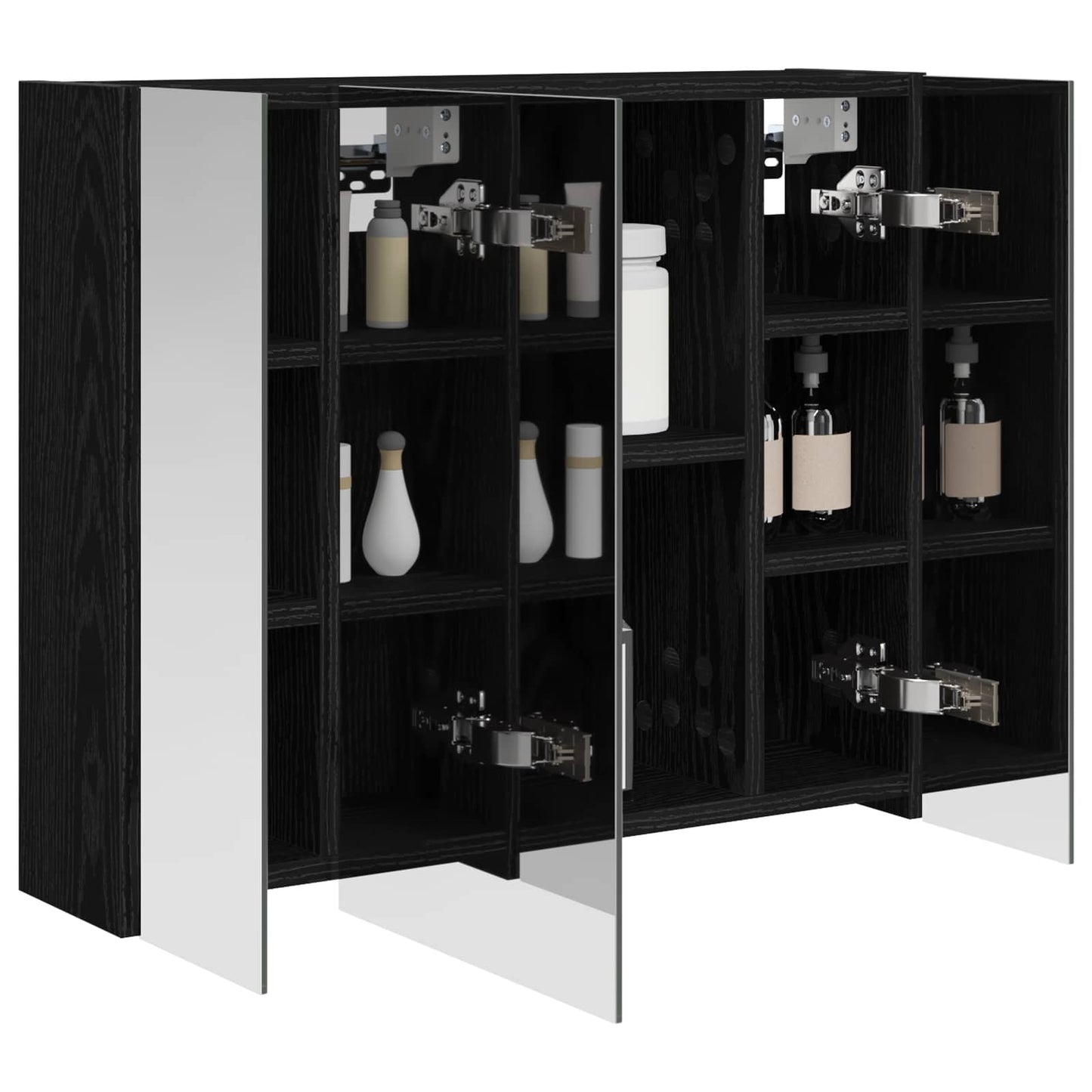 Badeværelsesspejlskab Sort eg 60 x 14,5 x 50 cm Konstrueret træ
