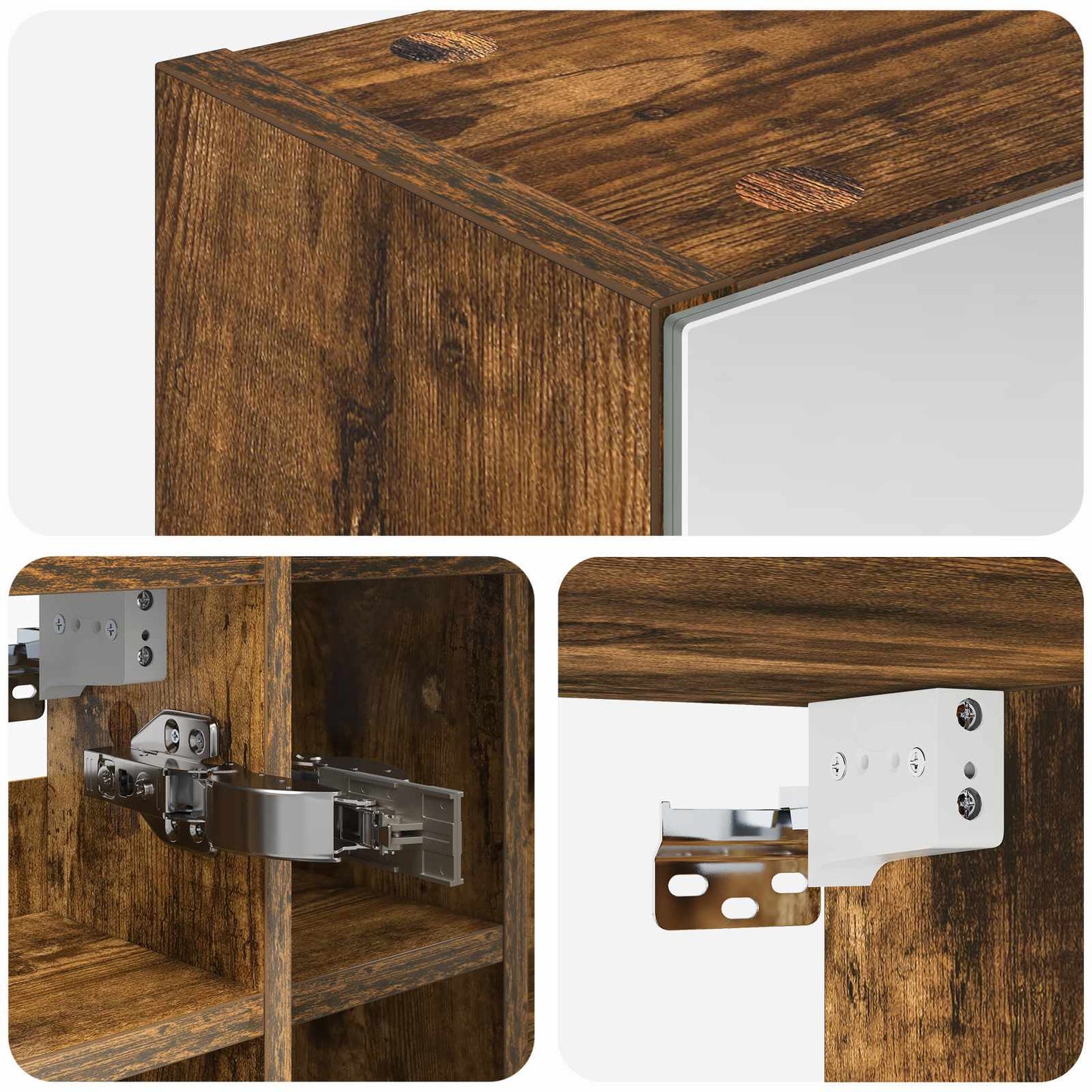 Badeværelsesspejlskab Røget eg 60 x 14,5 x 50 cm