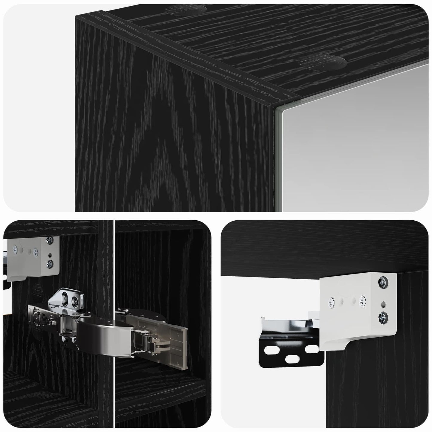 Badeværelsesspejlskab Sort eg 60 x 14,5 x 50 cm Konstrueret træ